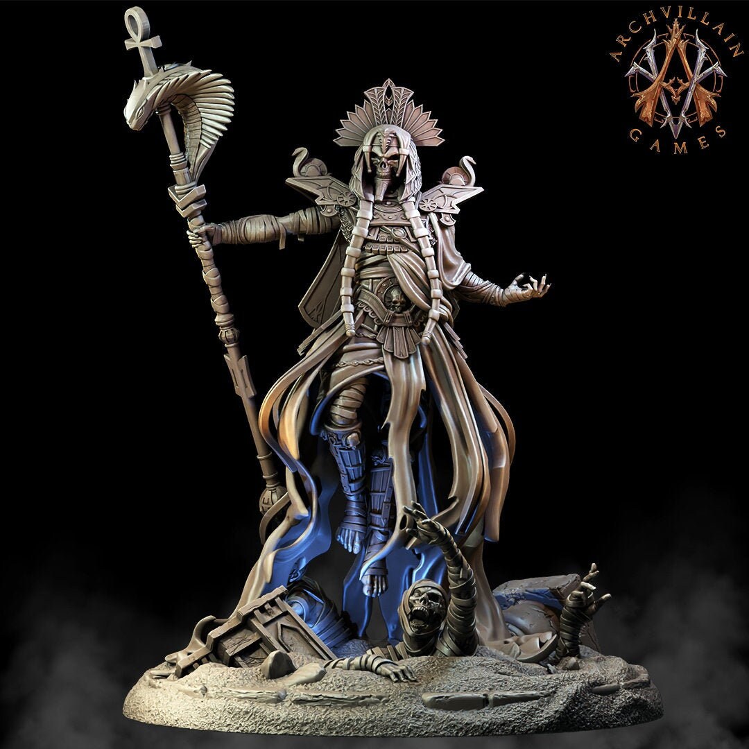 Undead Anubis, Ancient Egyptian God King - Archvillain Games Printed Miniature | Dungeons & Dragons | Pathfinder | Tabletop