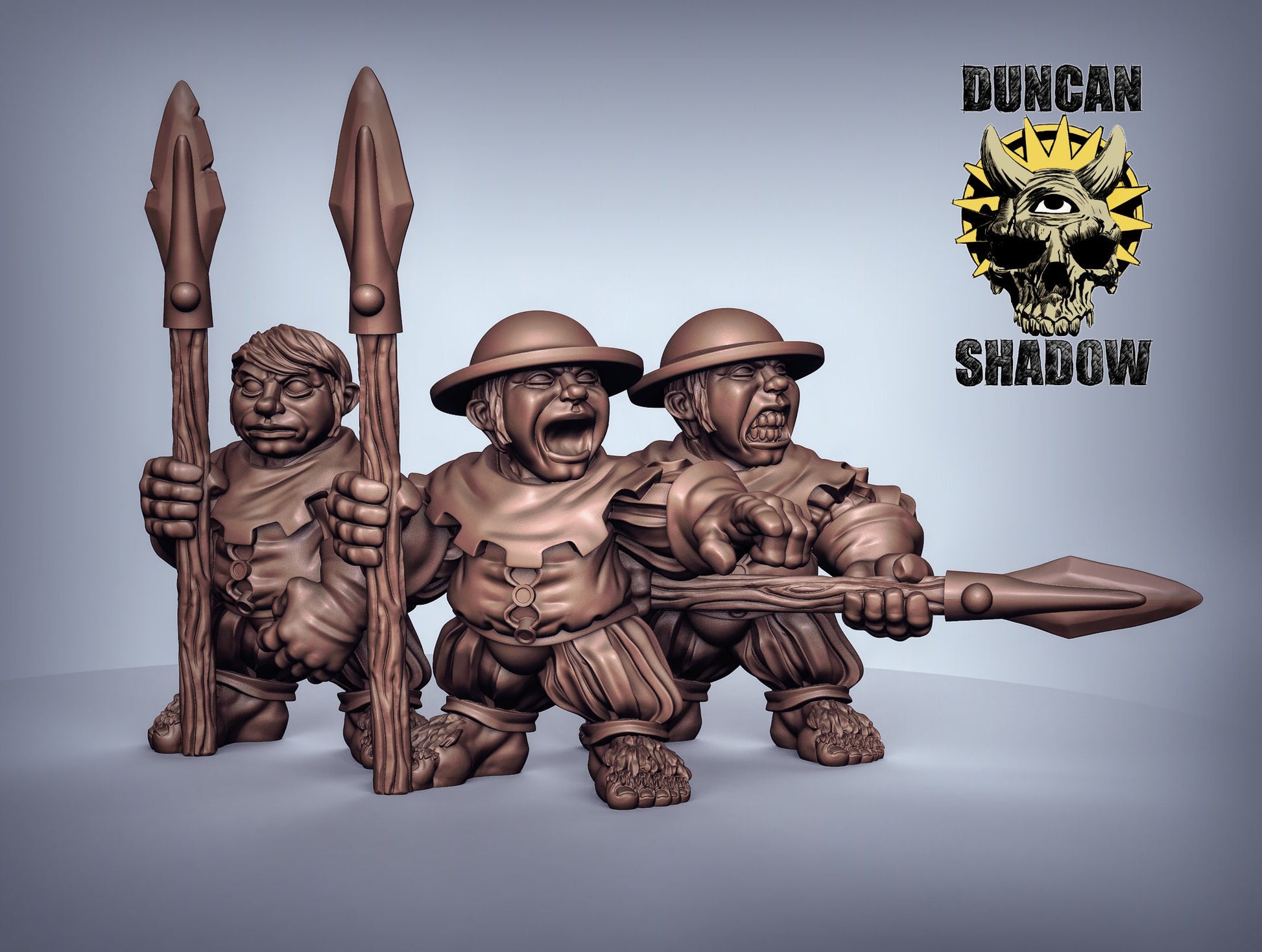 Halfling with Spear - Duncan Shadow Printed Miniature | Dungeons & Dragons | Pathfinder | Tabletop