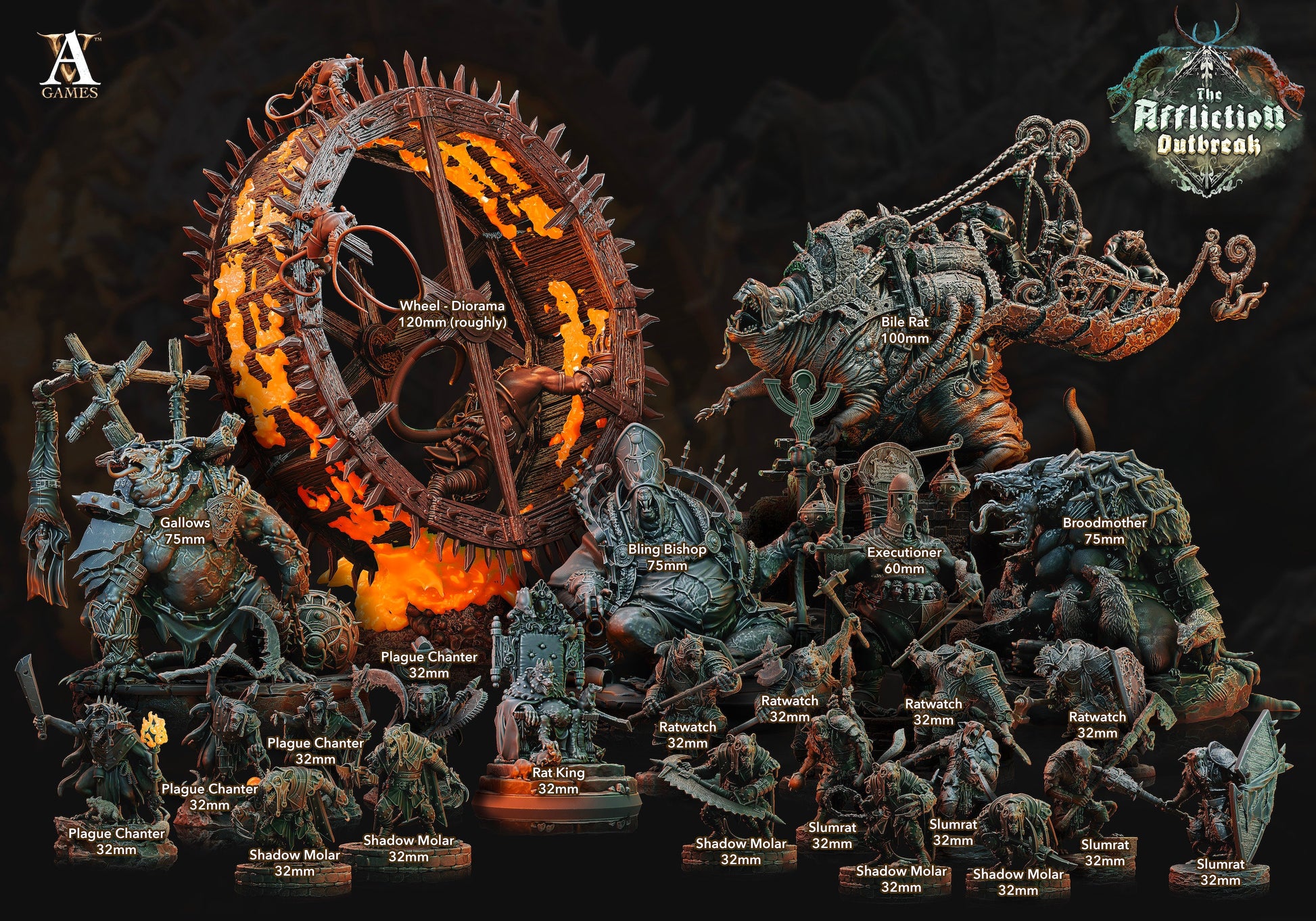 The Affliction - Outbreak Bundle - Archvillain Games Printed Miniature Set | Dungeons & Dragons | Pathfinder | Tabletop