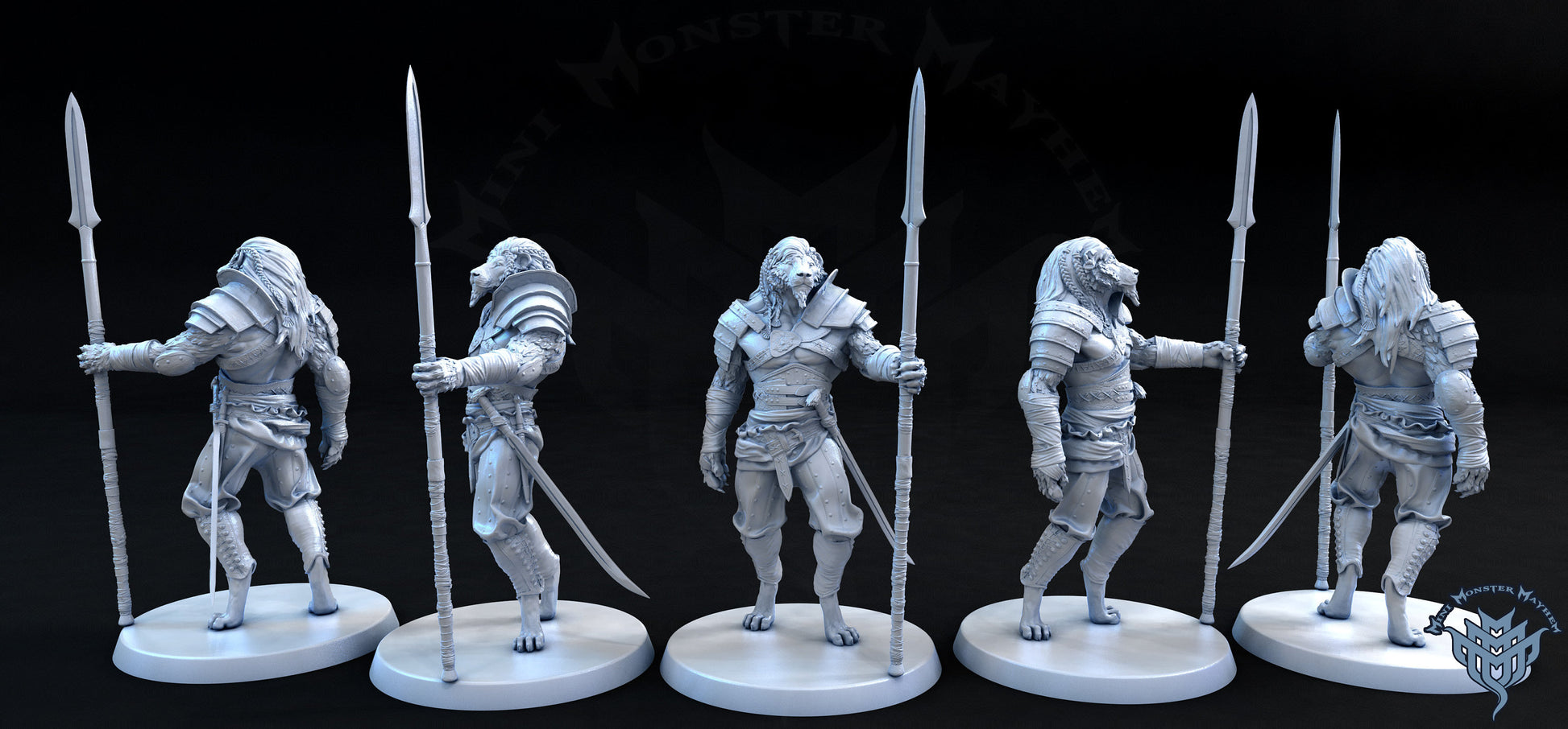 Lion Warrior, Leonin - Mini Monster Mayhem Printed Miniature | Dungeons & Dragons | Pathfinder | Tabletop