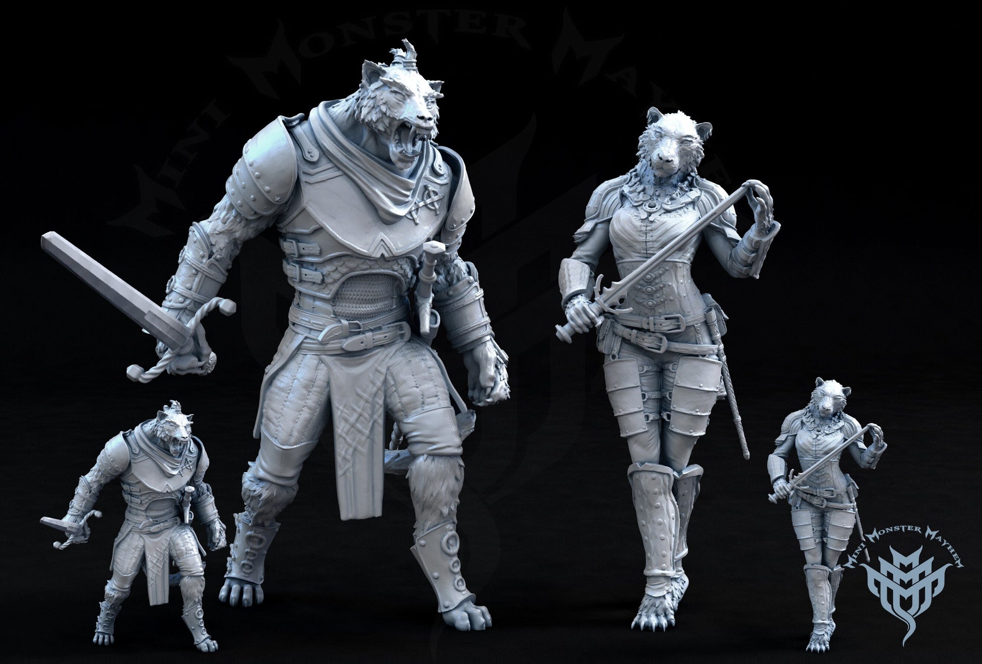 Tabaxi, pair - Mini Monster Mayhem Printed Miniature | Dungeons & Dragons | Pathfinder | Tabletop