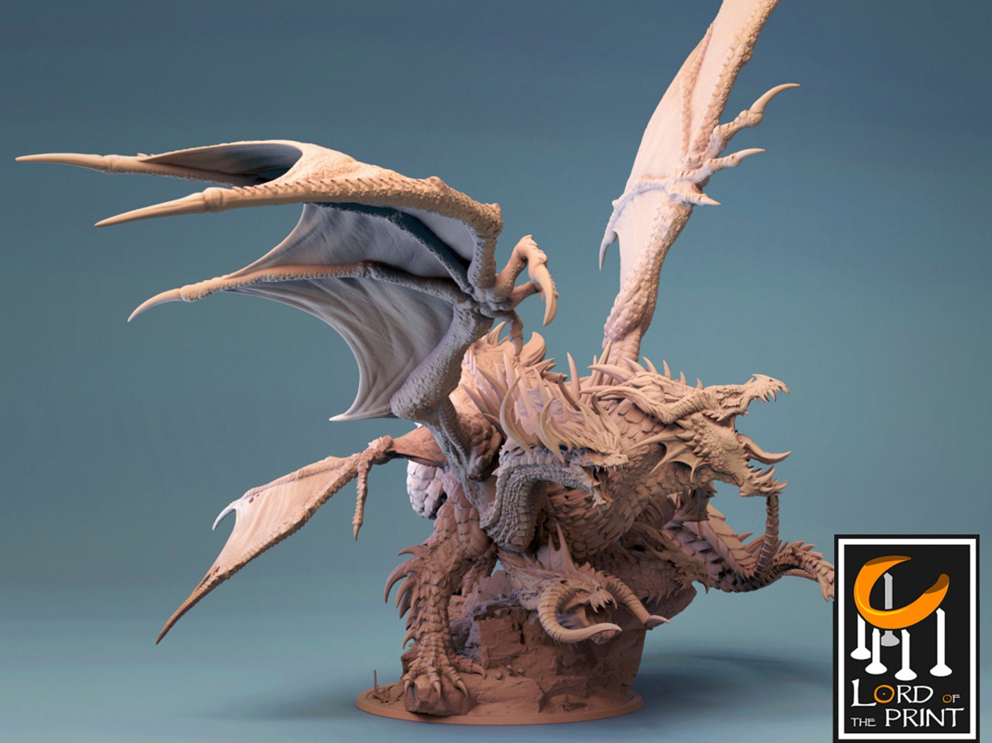 Tiamat, Dragon God 6 inch wide base - Lord of the Print Miniature | Dungeons & Dragons | Pathfinder | Tabletop