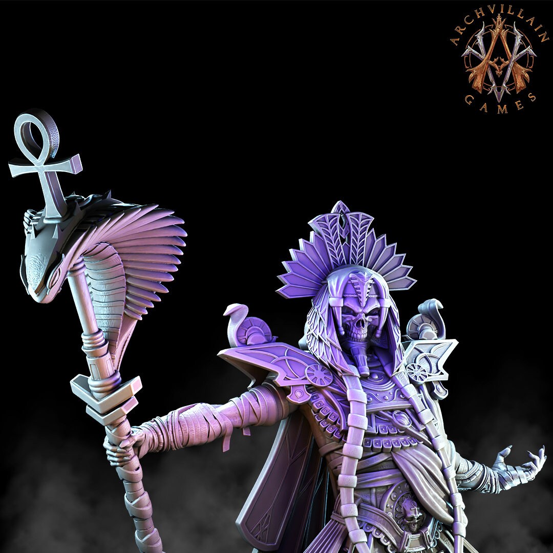 Undead Anubis, Ancient Egyptian God King - Archvillain Games Printed Miniature | Dungeons & Dragons | Pathfinder | Tabletop