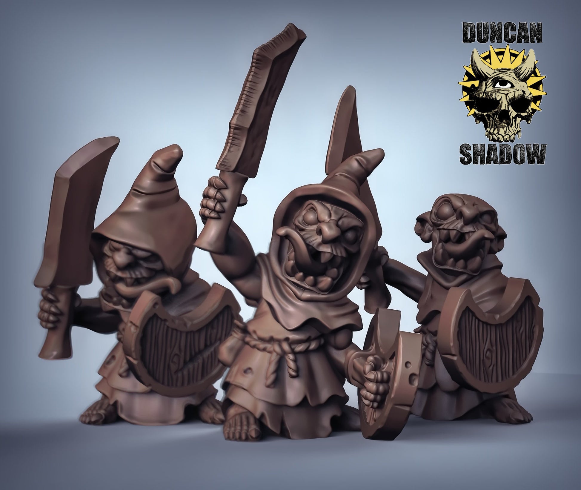 Goblins with Swords - 3 Duncan Shadow Printed Miniatures | Dungeons & Dragons | Pathfinder | Tabletop