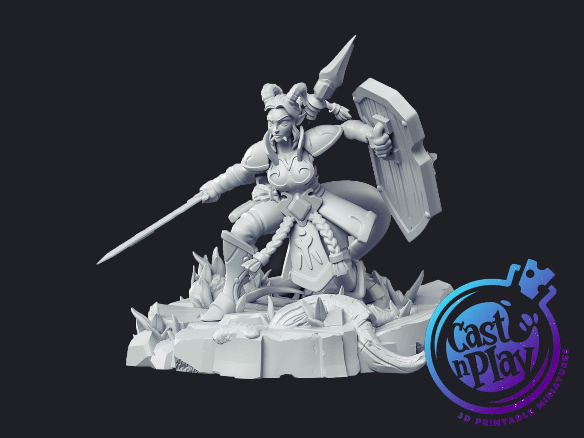 Ariza The Paladin - Cast n Play Printed Miniature | Dungeons & Dragons | Pathfinder | Tabletop