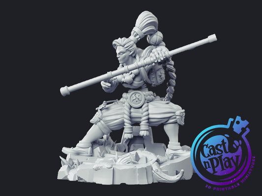 Kiroda The Monk - Cast n Play Printed Miniature | Dungeons & Dragons | Pathfinder | Tabletop