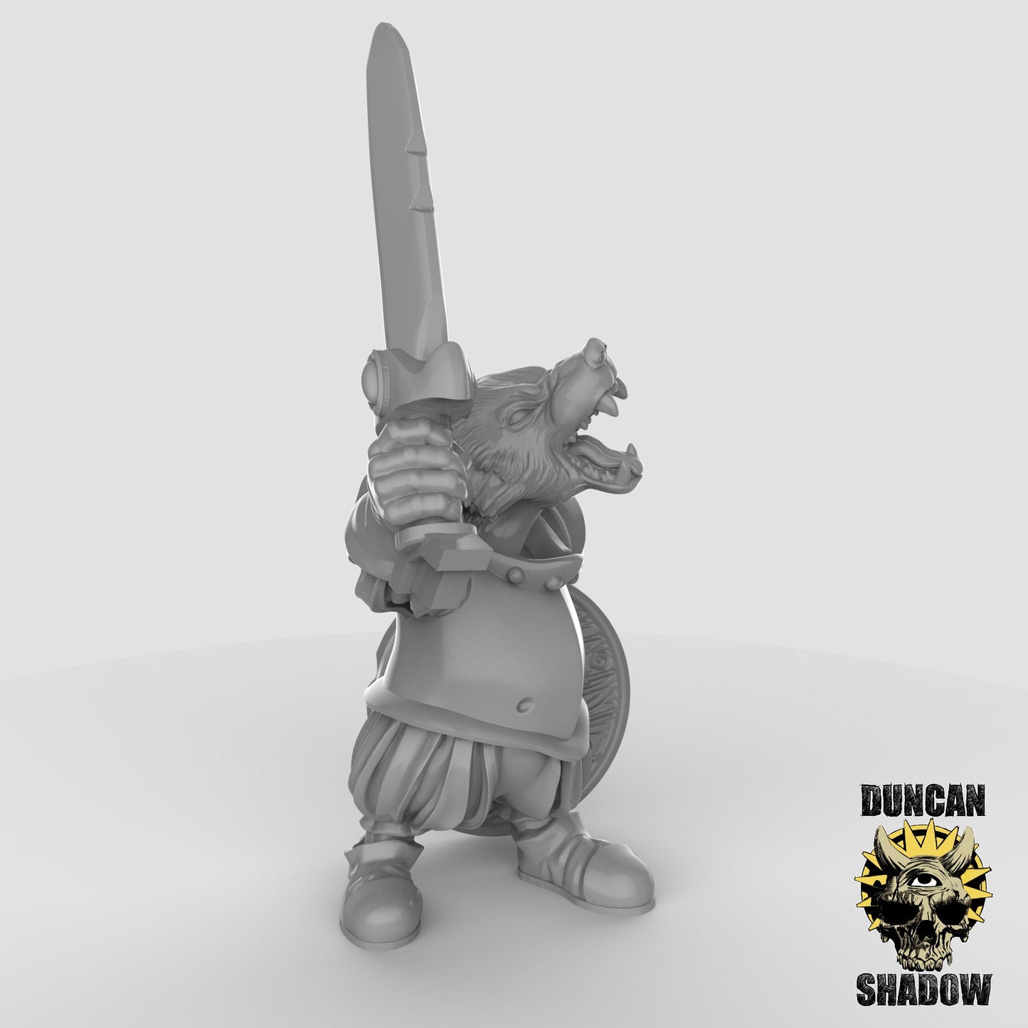 Badger Folk Warrior - Duncan Shadow Printed Miniature | Dungeons & Dragons | Pathfinder | Tabletop