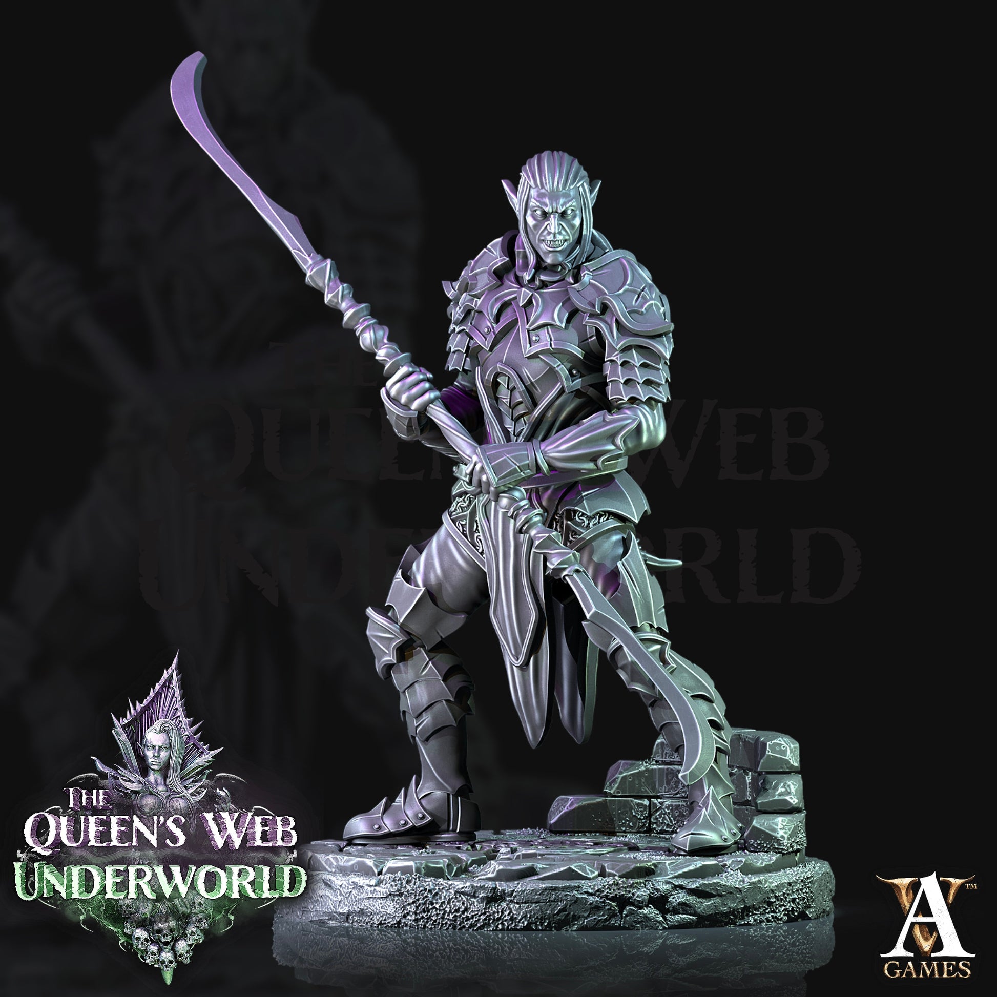 Dark Elf Fighter - Archvillain Games Printed Miniature | Dungeons & Dragons | Pathfinder | Tabletop