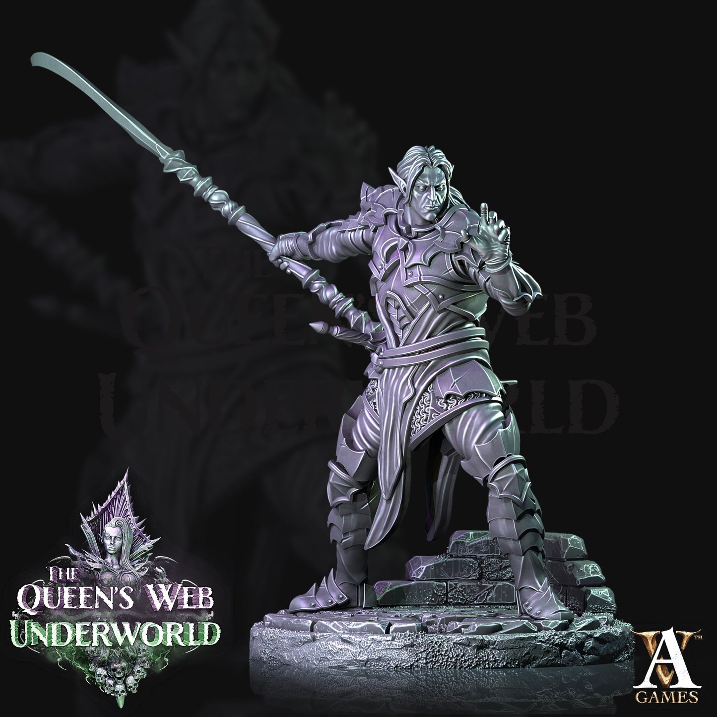 Dark Elf Fighter - Archvillain Games Printed Miniature | Dungeons & Dragons | Pathfinder | Tabletop