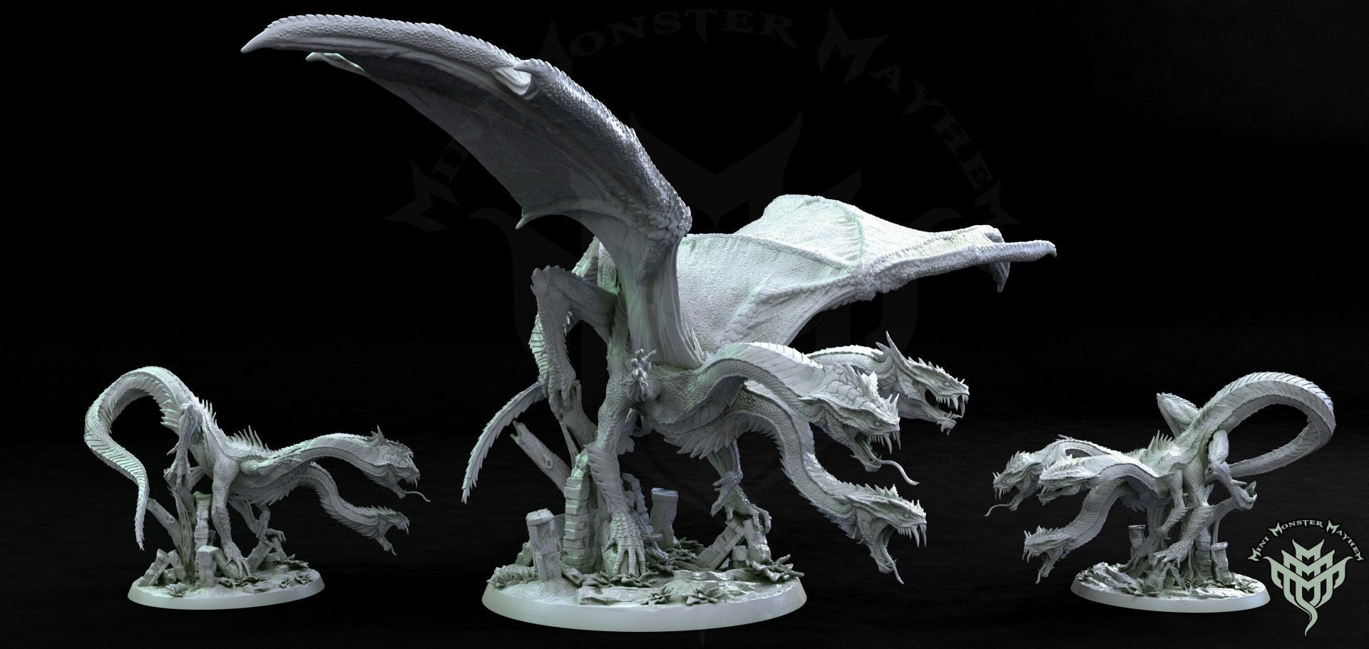 Draco Hydra - Mini Monster Mayhem Printed Miniature | Dungeons & Dragons | Pathfinder | Tabletop