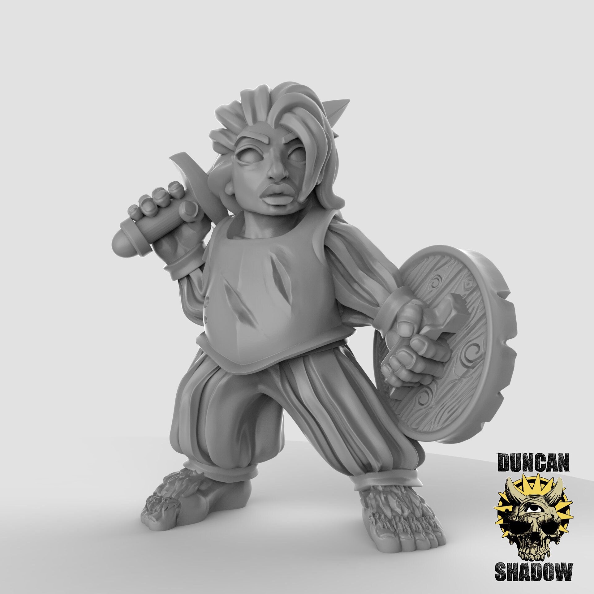 Halfling with Sword - Duncan Shadow Printed Miniature | Dungeons & Dragons | Pathfinder | Tabletop