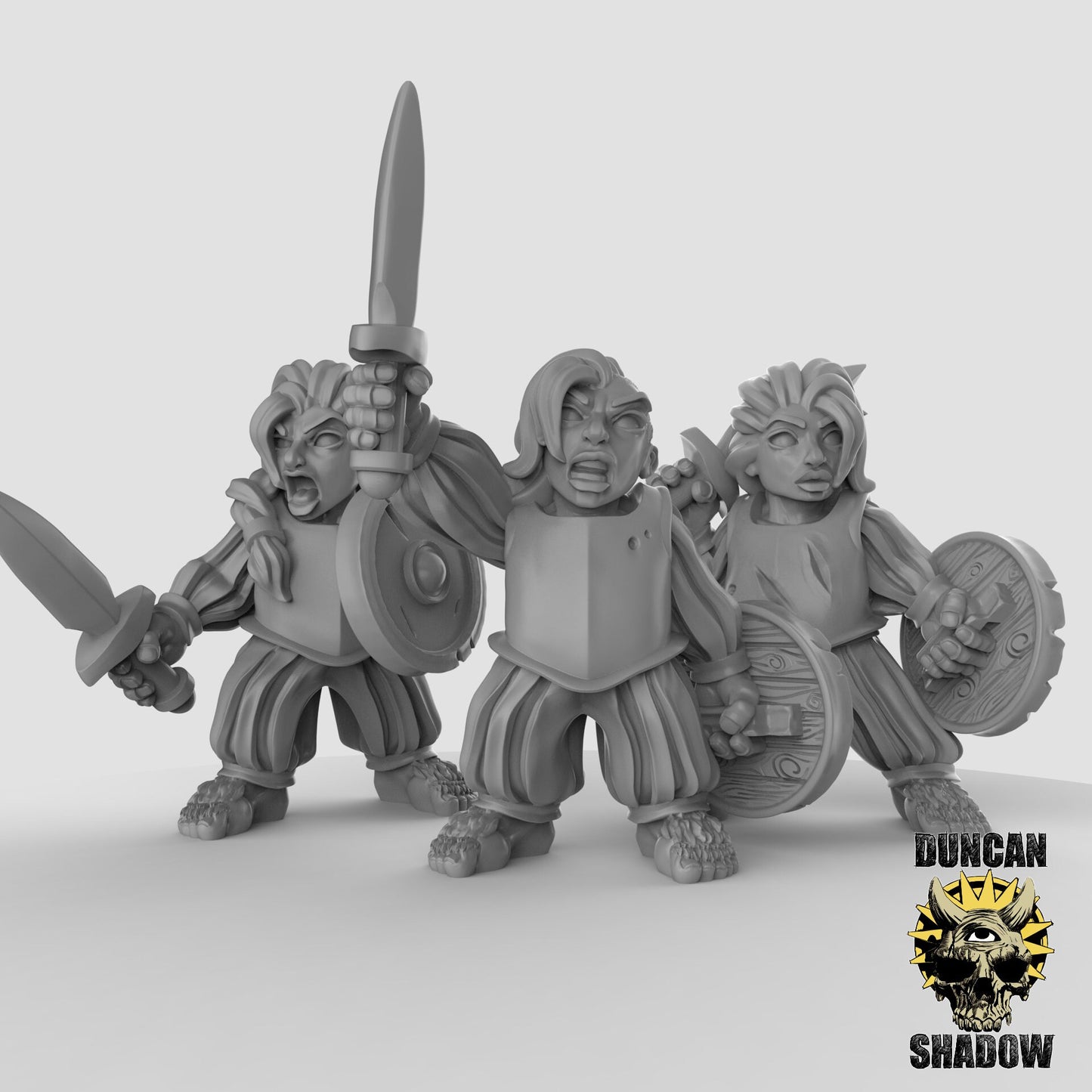 Halfling with Sword - Duncan Shadow Printed Miniature | Dungeons & Dragons | Pathfinder | Tabletop