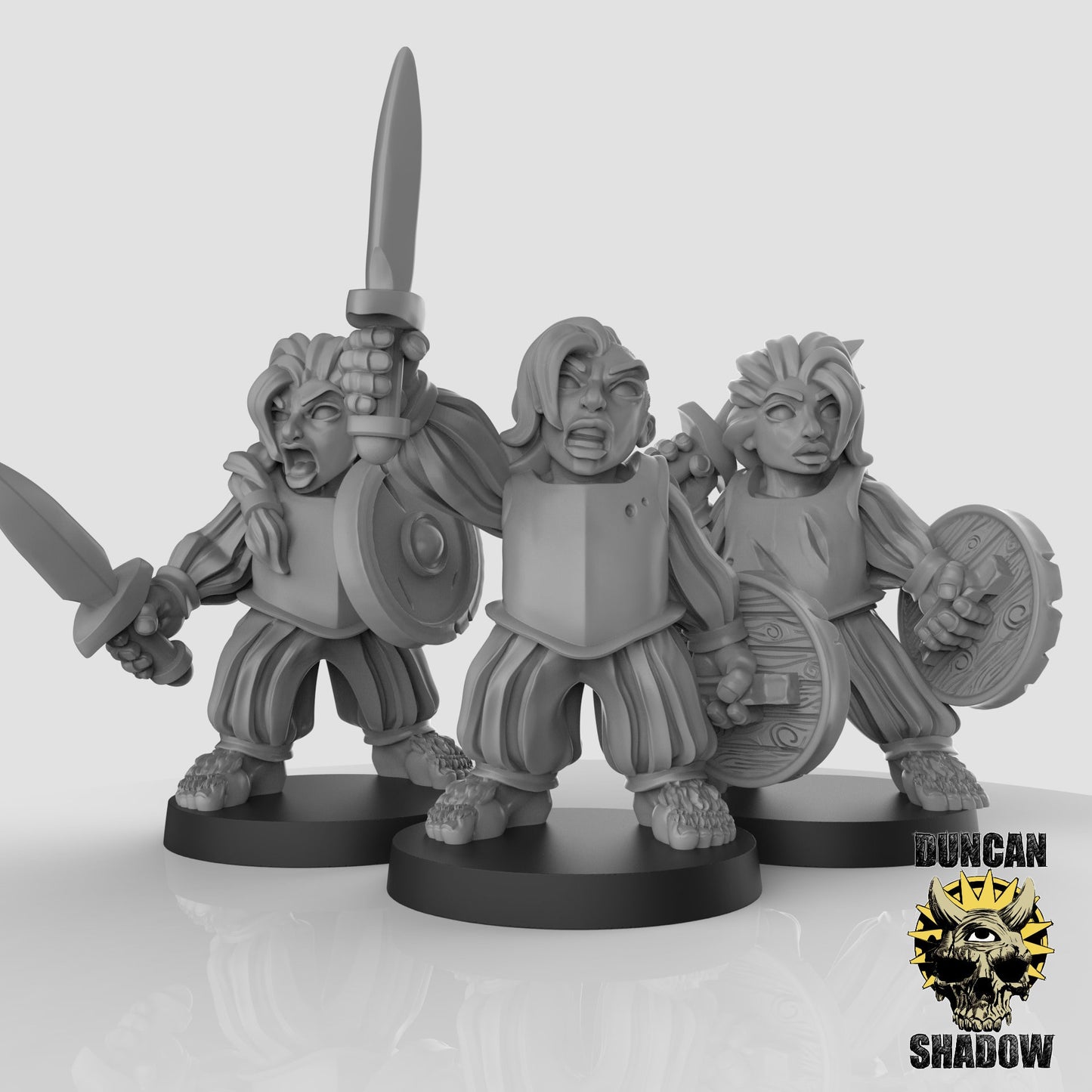 Halfling with Sword - Duncan Shadow Printed Miniature | Dungeons & Dragons | Pathfinder | Tabletop