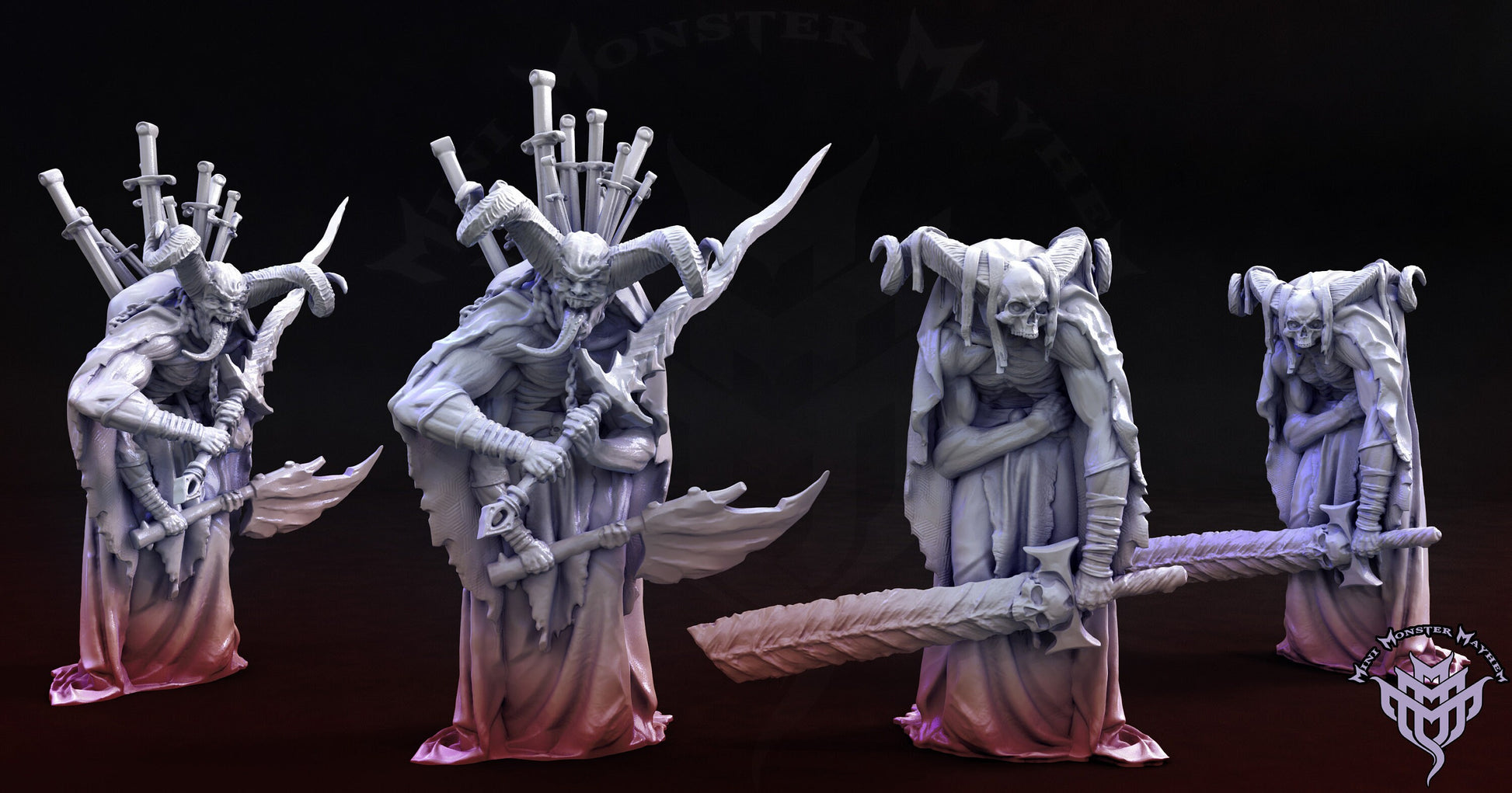 Cursed Monks - 2 Mini Monster Mayhem Printed Miniatures | Dungeons & Dragons | Pathfinder | Tabletop