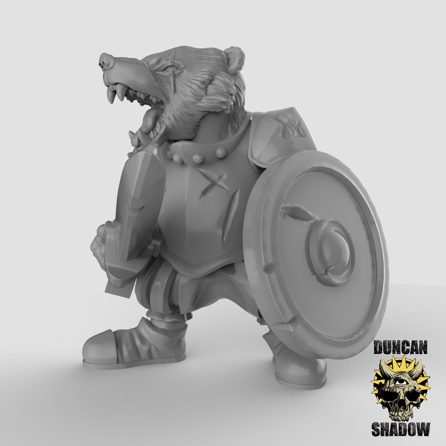 Badger Folk Warrior - Duncan Shadow Printed Miniature | Dungeons & Dragons | Pathfinder | Tabletop