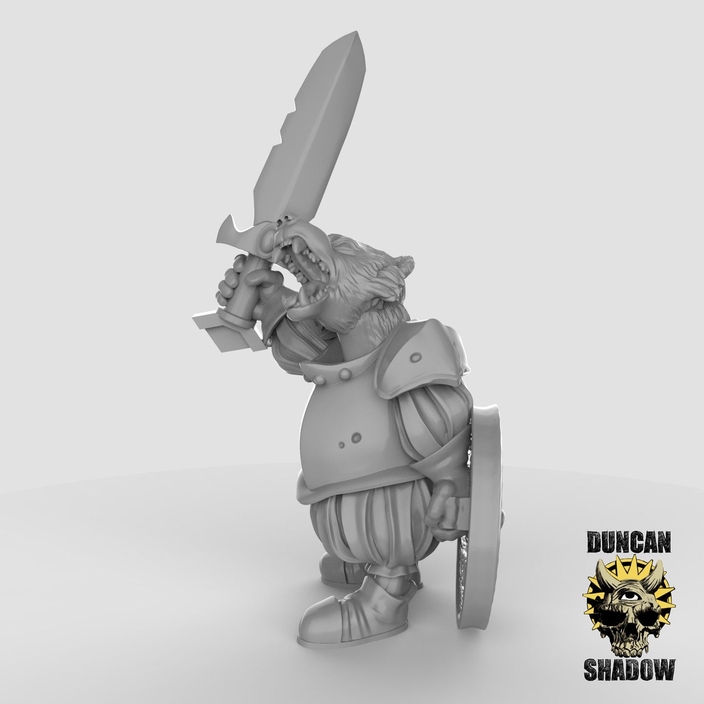 Badger Folk Warrior - Duncan Shadow Printed Miniature | Dungeons & Dragons | Pathfinder | Tabletop