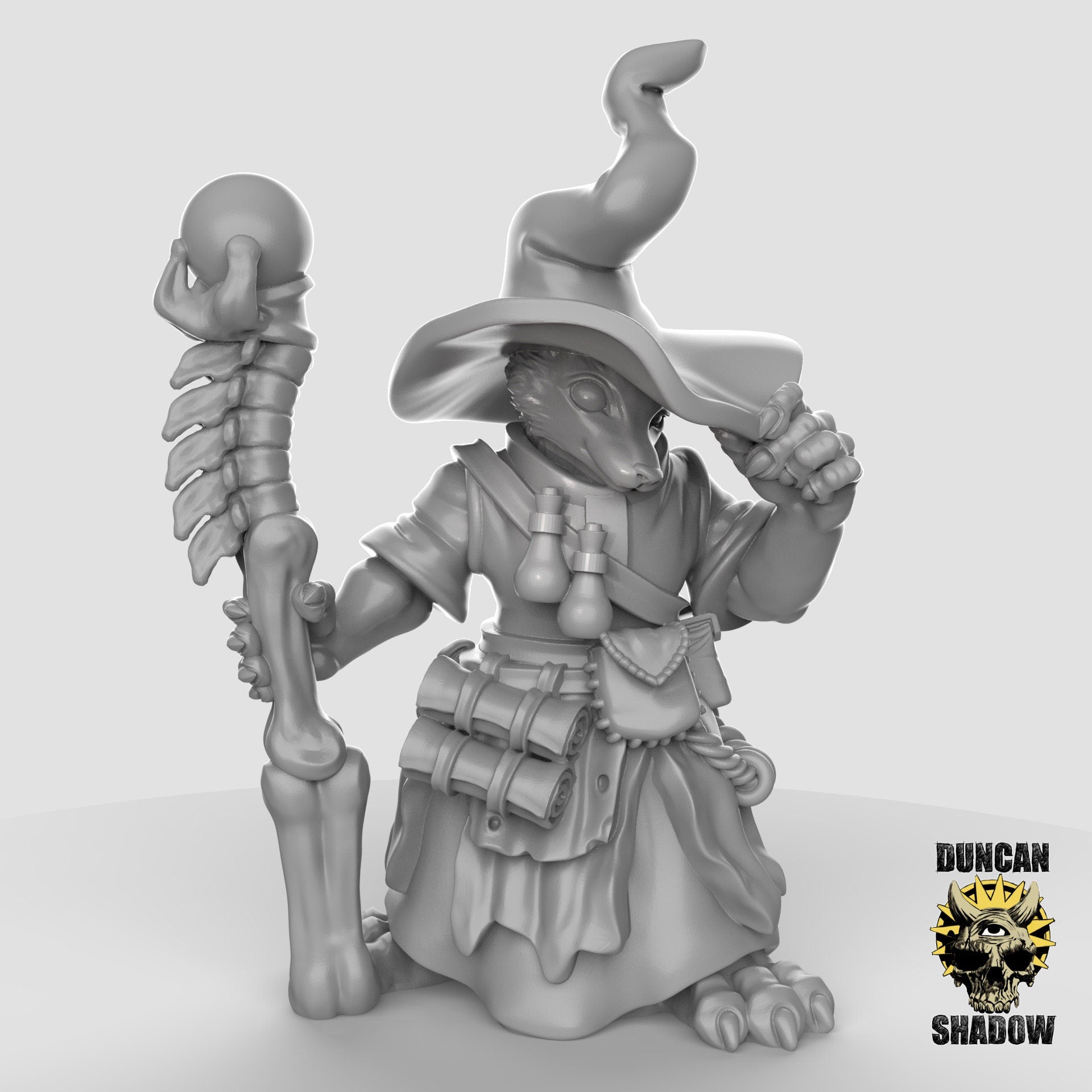 Fox Sorceror - Dogfolk - Canis - Duncan Shadow Printed Miniature | Dungeons & Dragons | Pathfinder | Tabletop