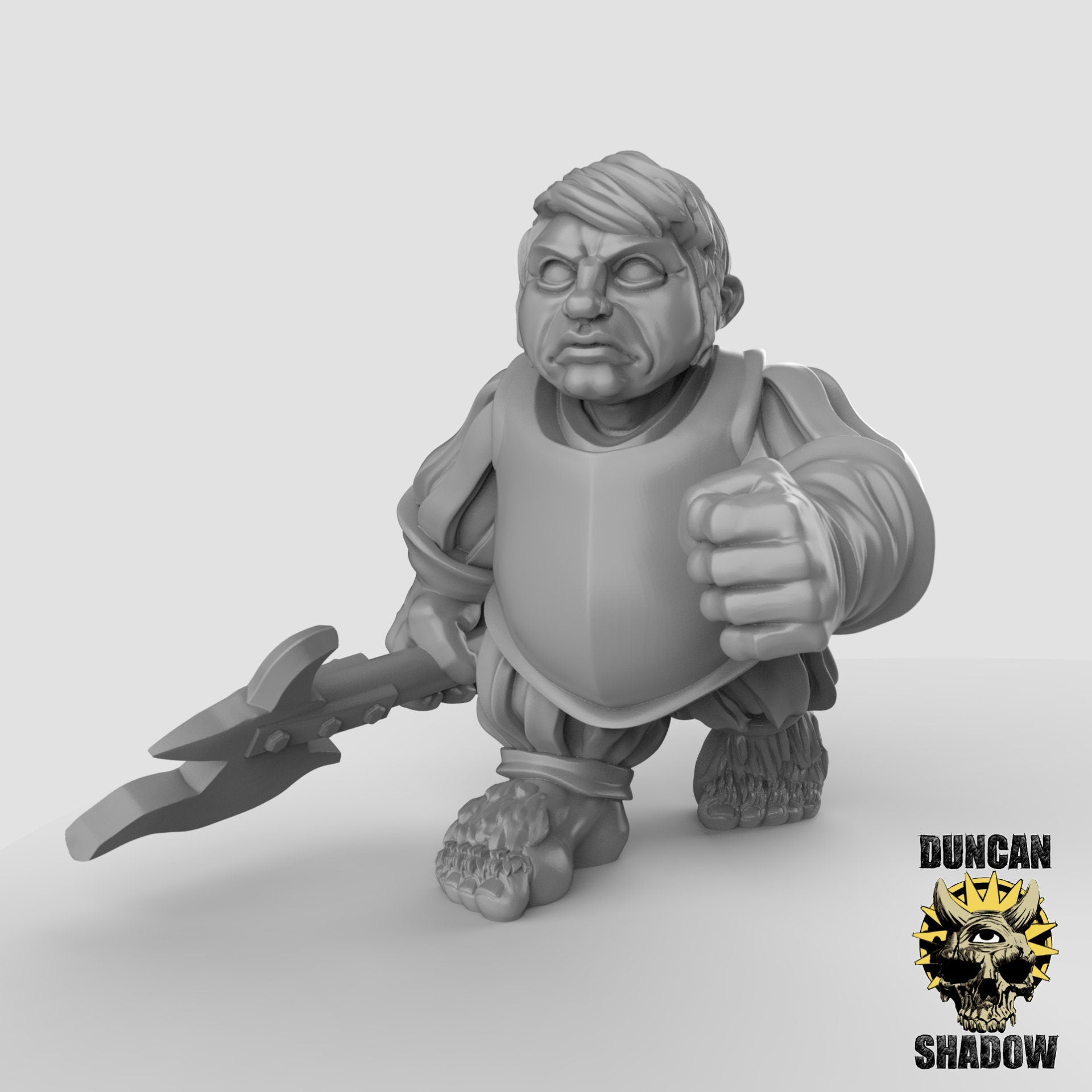 Halfling with Axe - Duncan Shadow Printed Miniature | Dungeons & Dragons | Pathfinder | Tabletop