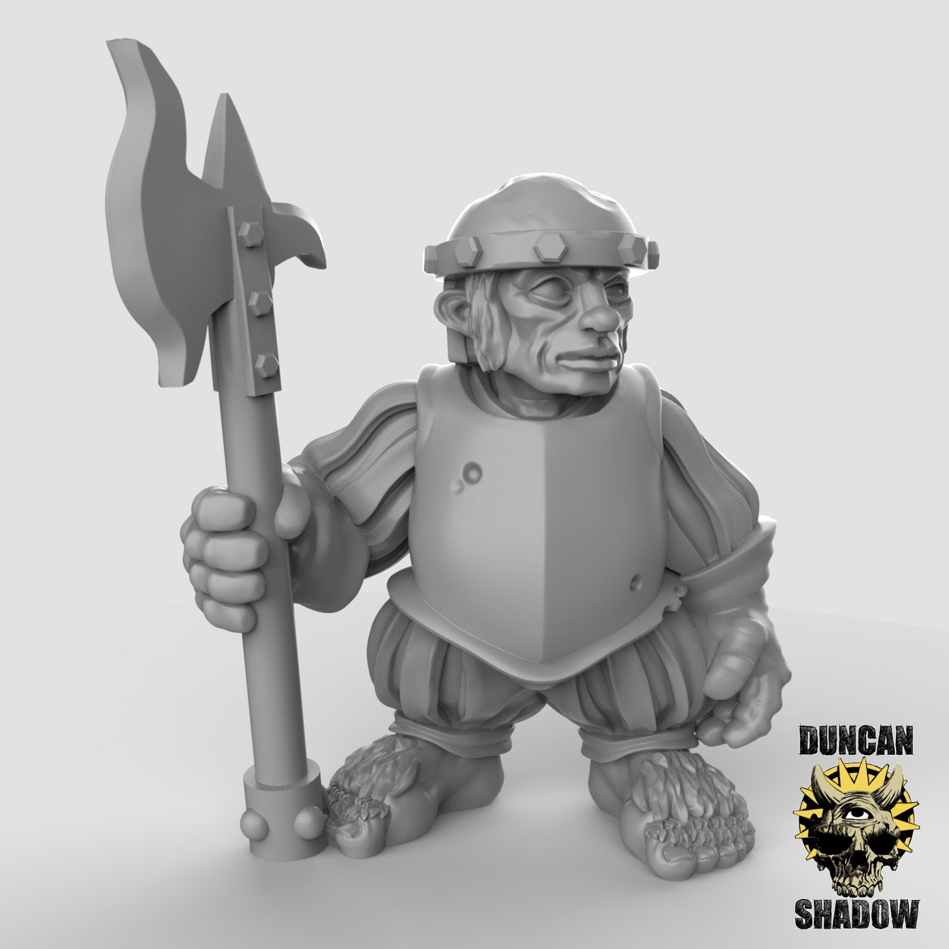 Halfling with Axe - Duncan Shadow Printed Miniature | Dungeons & Dragons | Pathfinder | Tabletop