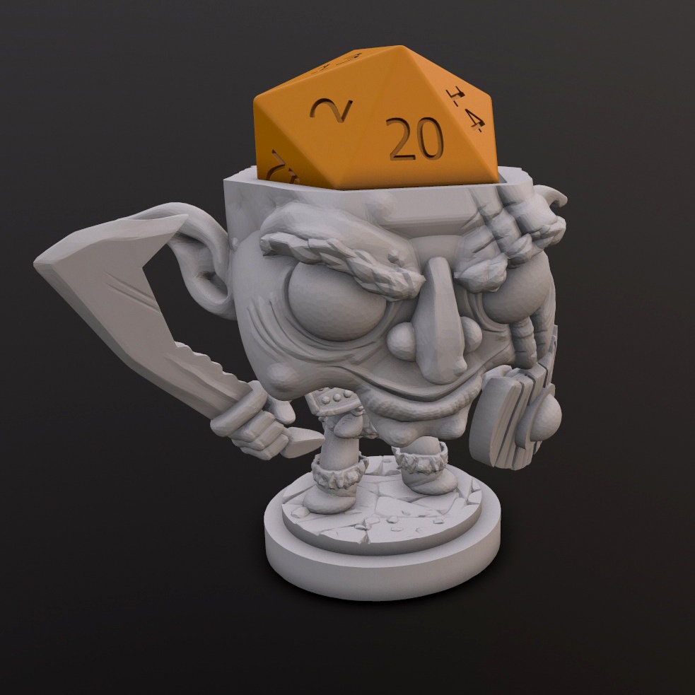Dice Head - Goblin - Dice Heads Printed Miniatures | Dungeons & Dragons | Pathfinder | Tabletop
