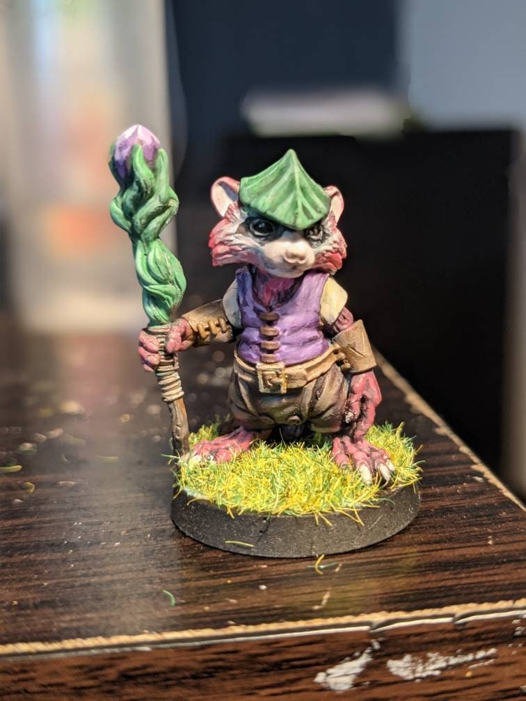 Racoon Folk Druid, painted model - Duncan Shadow Printed Miniature | Dungeons & Dragons | Pathfinder | Tabletop