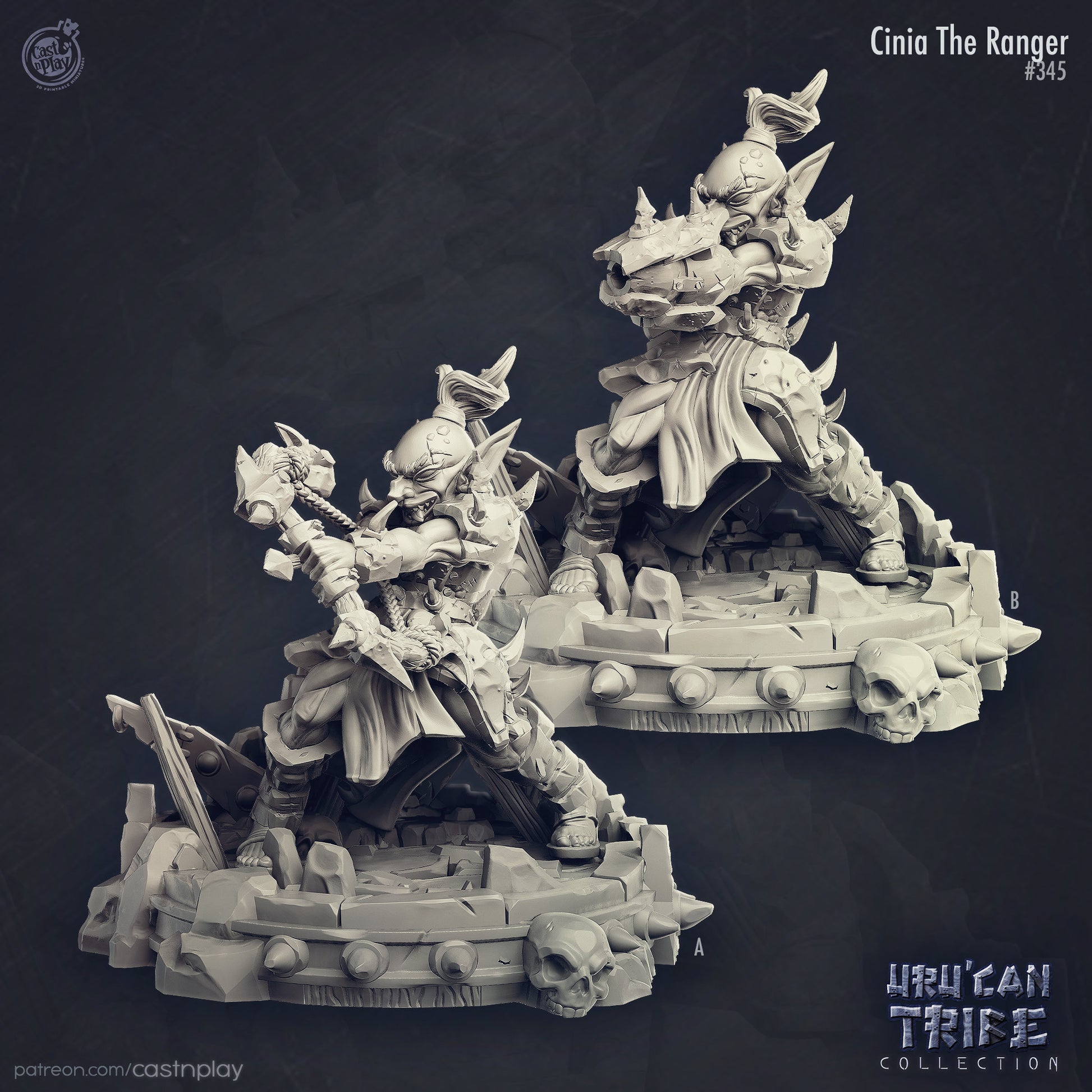 Cinia, Goblin Ranger - Cast n Play Printed Miniature | Dungeons & Dragons | Pathfinder | Tabletop