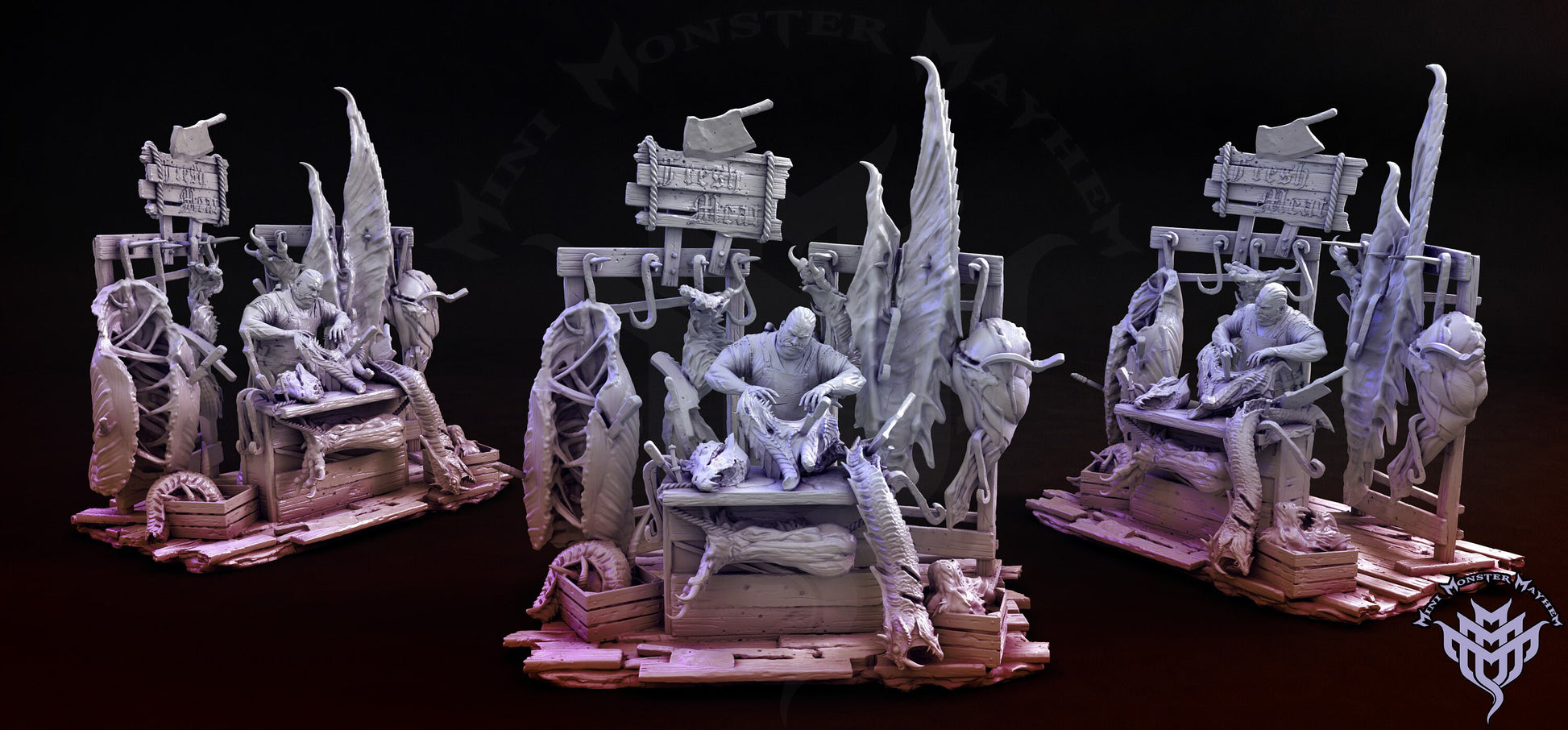 Butcher Stand Character and Terrain - Mini Monster Mayhem Printed Miniature Diarama | Dungeons & Dragons | Pathfinder | Tabletop