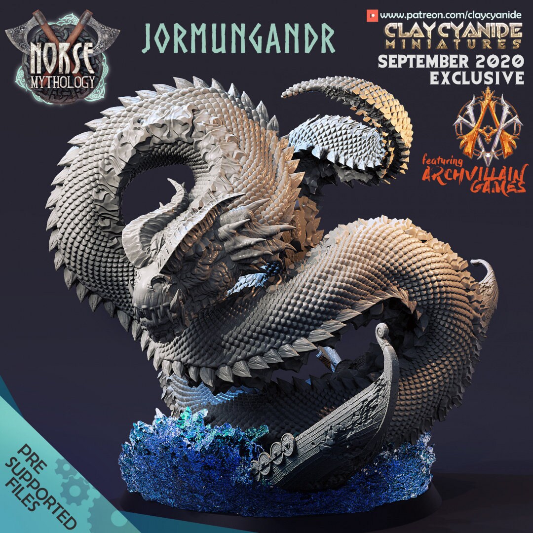 Jormungandr - Clay Cyanide Printed Miniature | Dungeons & Dragons | Pathfinder | Tabletop