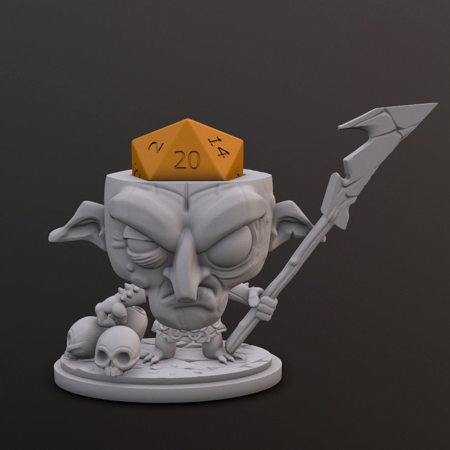 Dice Head - Goblin Hunter - Dice Heads Printed Miniatures | Dungeons & Dragons | Pathfinder | Tabletop