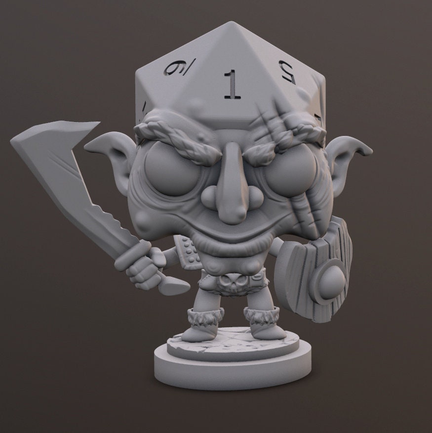 Dice Head - Goblin - Dice Heads Printed Miniatures | Dungeons & Dragons | Pathfinder | Tabletop