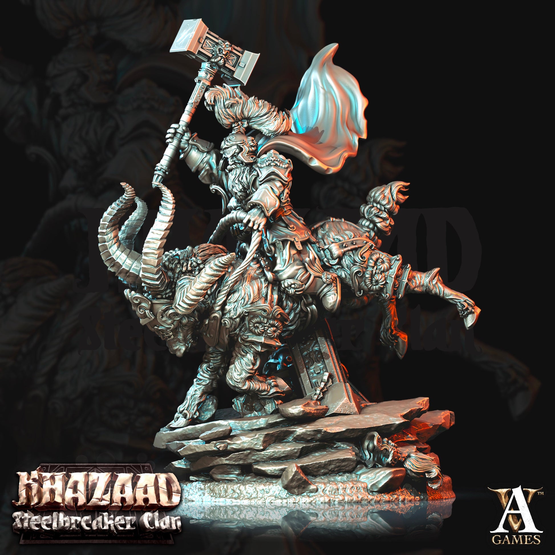 Steelbreaker Warrior Ram Rider - Archvillain Games Printed Miniature | Dungeons & Dragons | Pathfinder | Tabletop