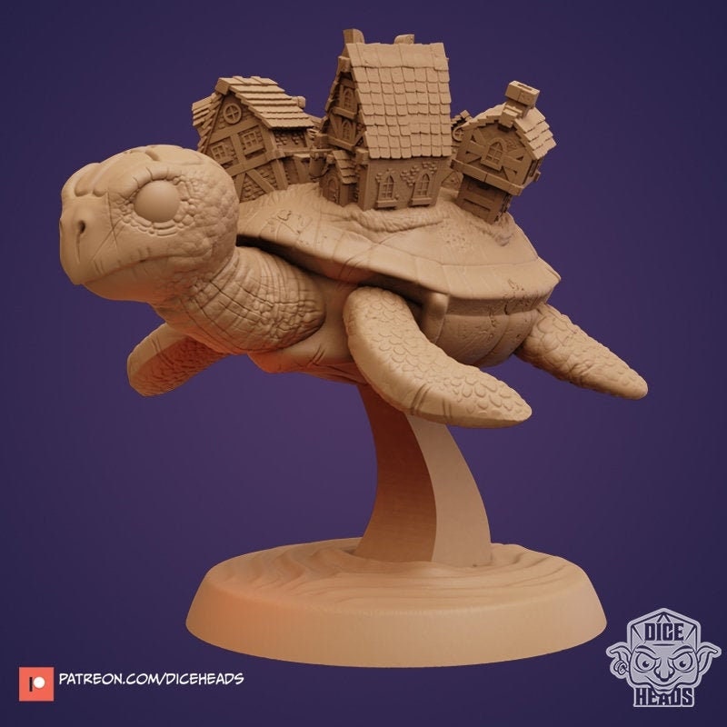 Giant Turtle - Dice Heads Printed Miniatures | Dungeons & Dragons | Pathfinder | Tabletop