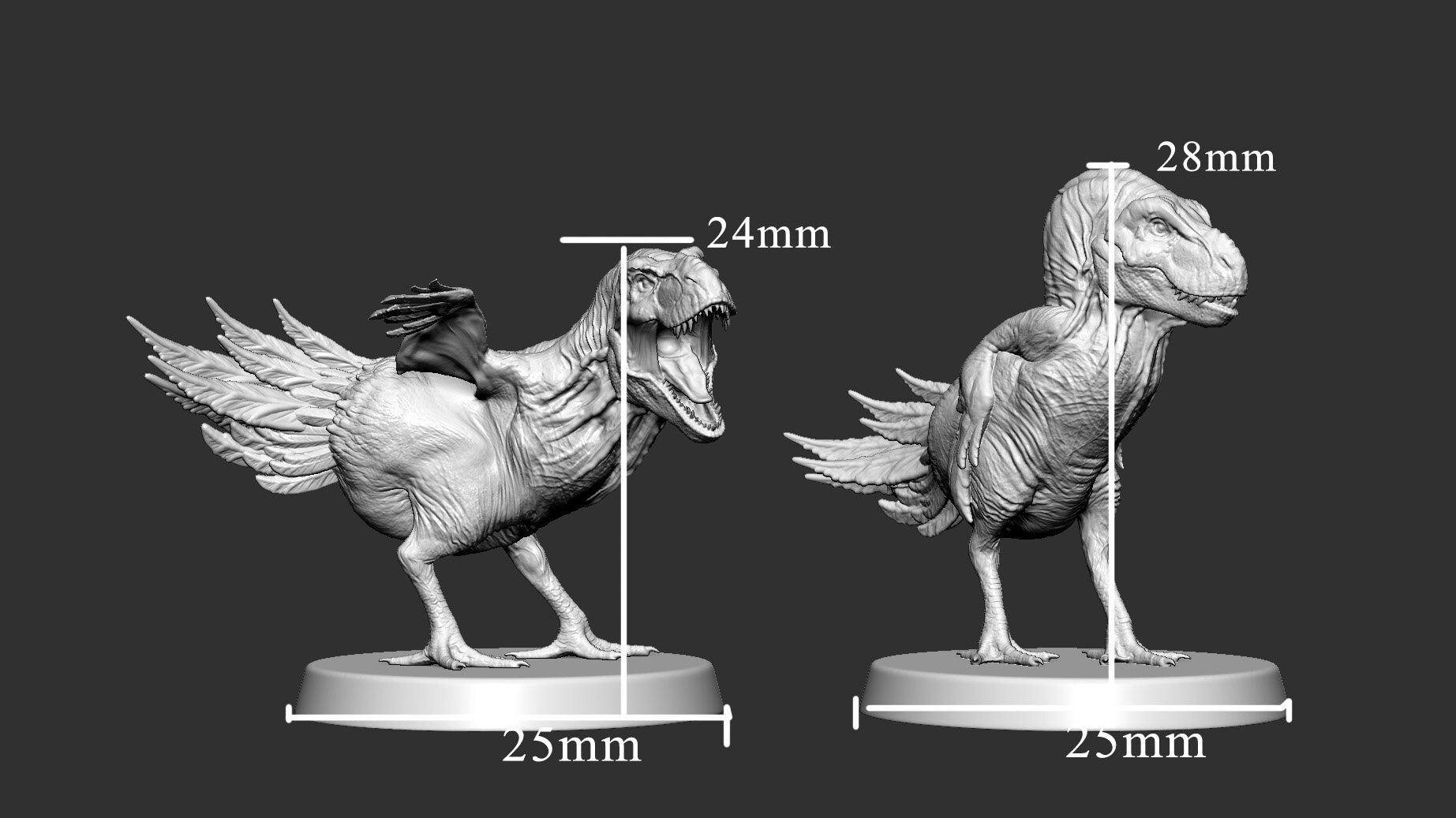 Chicken T Rex - Apex Rex - 25mm tall Mini Monster Mayhem Printed Miniatures | Dungeons & Dragons | Pathfinder | Tabletop