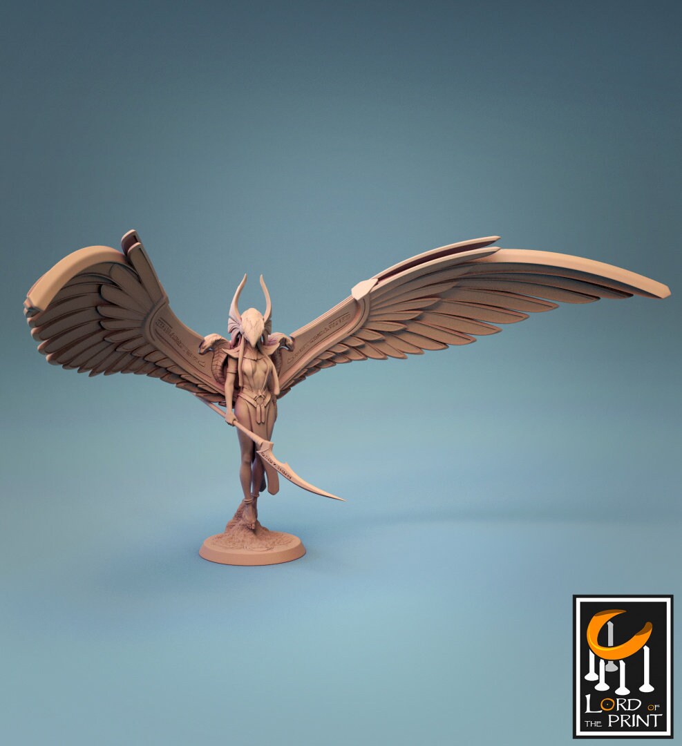 Horus Valkyrie Painted Model - Lord of the Print Miniature | Dungeons & Dragons | Pathfinder | Tabletop