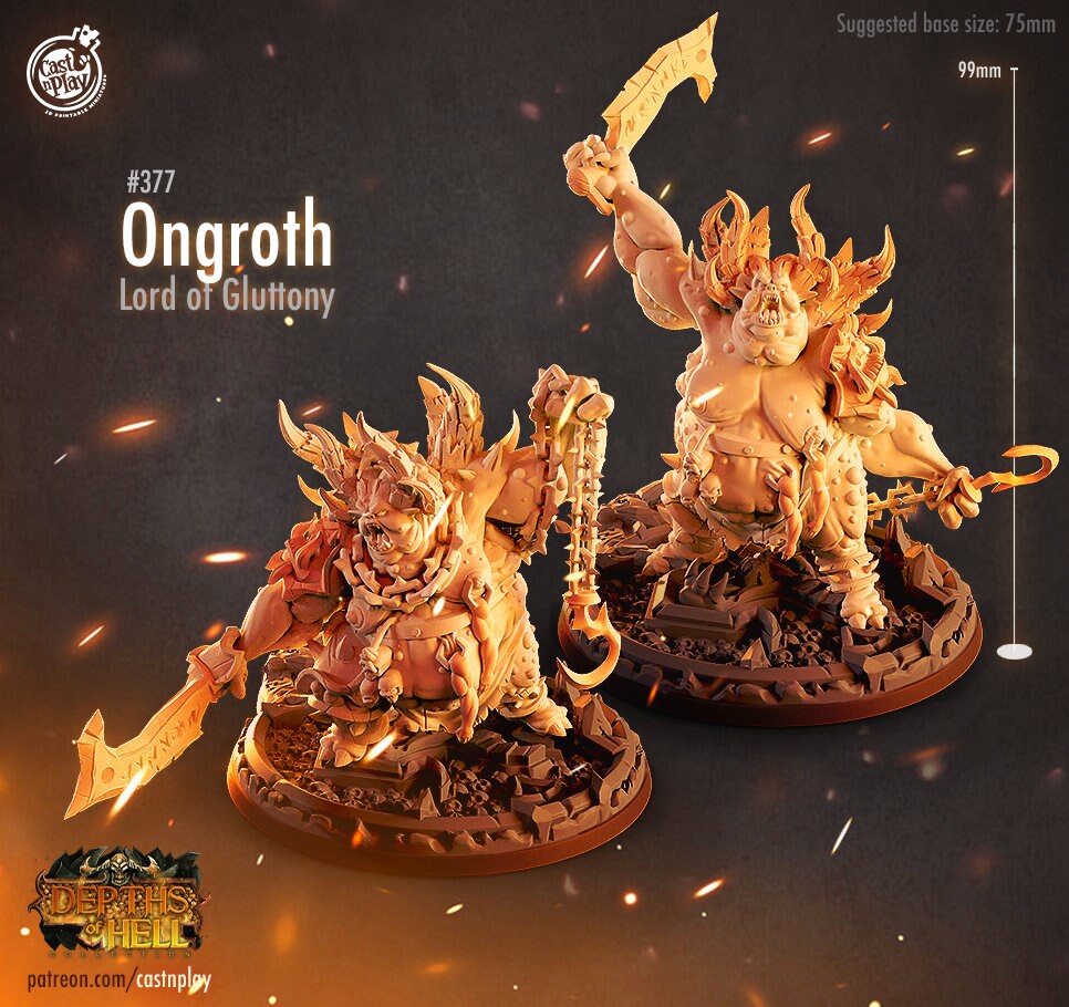 Ongroth, Lord of Gluttony - Cast n Play Printed Miniature | Dungeons & Dragons | Pathfinder | Tabletop