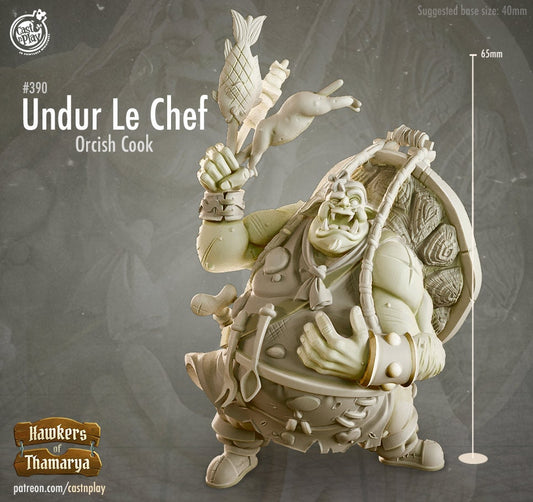 Undur Le Chef, Town Cook - Cast n Play Printed Miniature | Dungeons & Dragons | Pathfinder | Tabletop