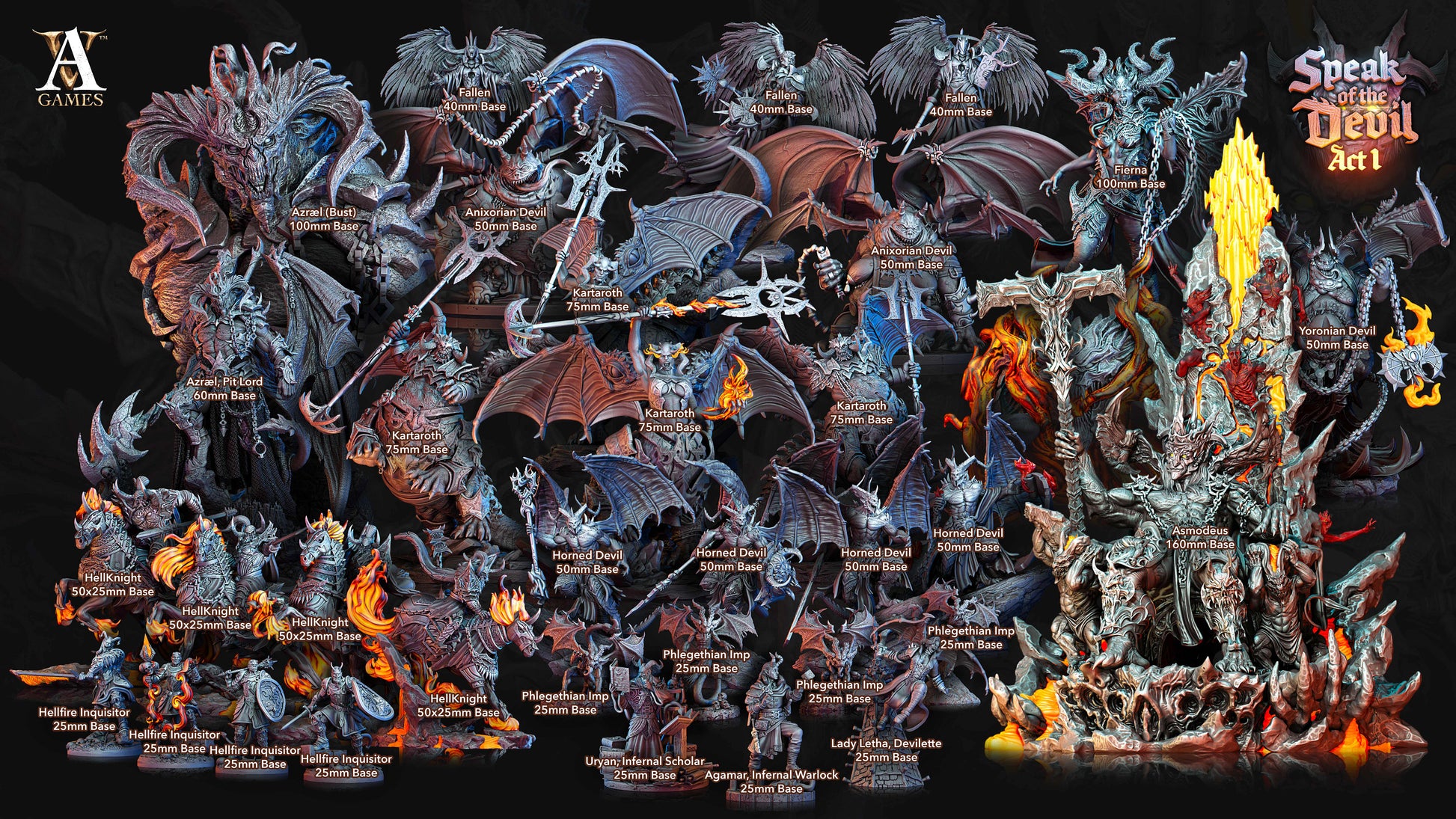 Azrael Pit Lord, Devil Bust - Archvillain Games Printed Miniature | Dungeons & Dragons | Pathfinder | Tabletop