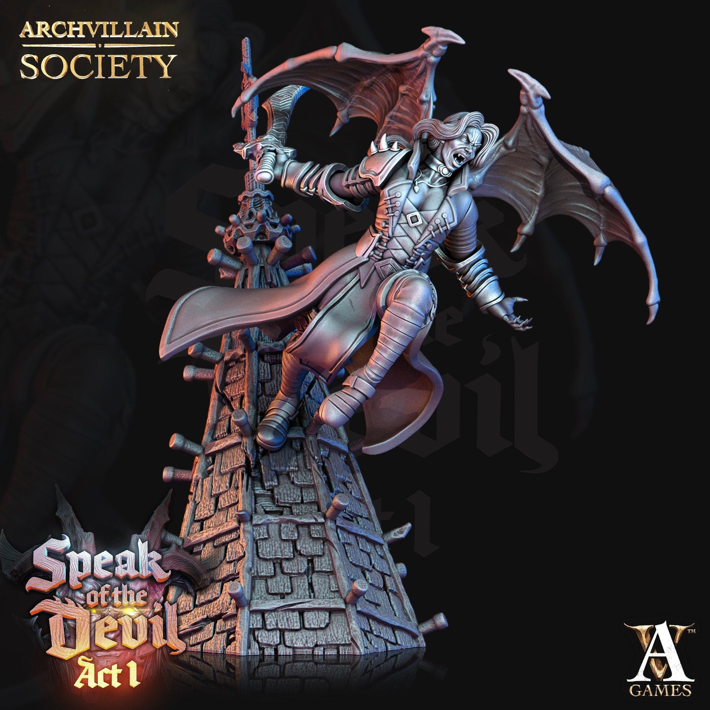 Lady Letha, Devilette - Archvillain Games Printed Miniature | Dungeons & Dragons | Pathfinder | Tabletop