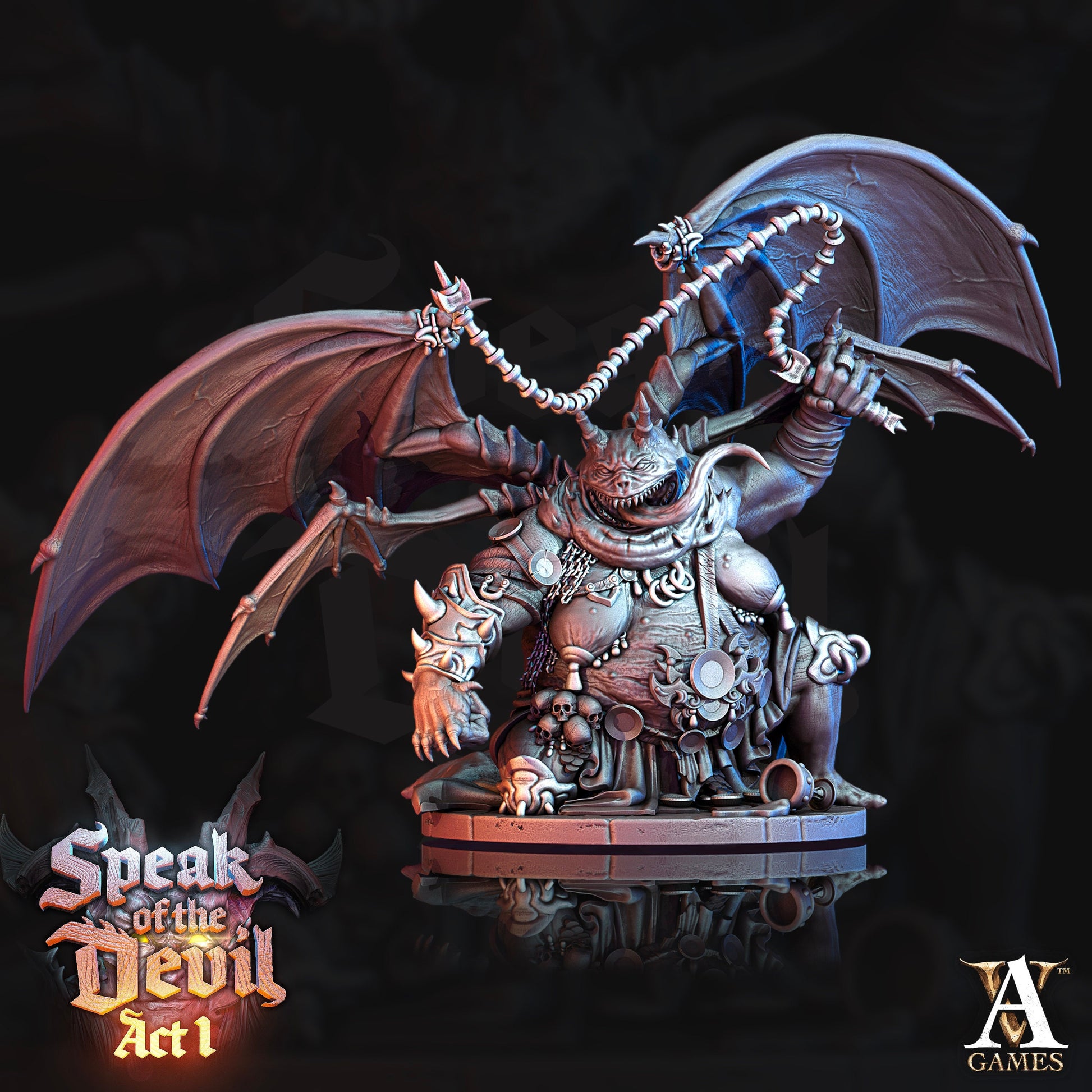 Anixorian Devil - Archvillain Games Printed Miniature | Dungeons & Dragons | Pathfinder | Tabletop