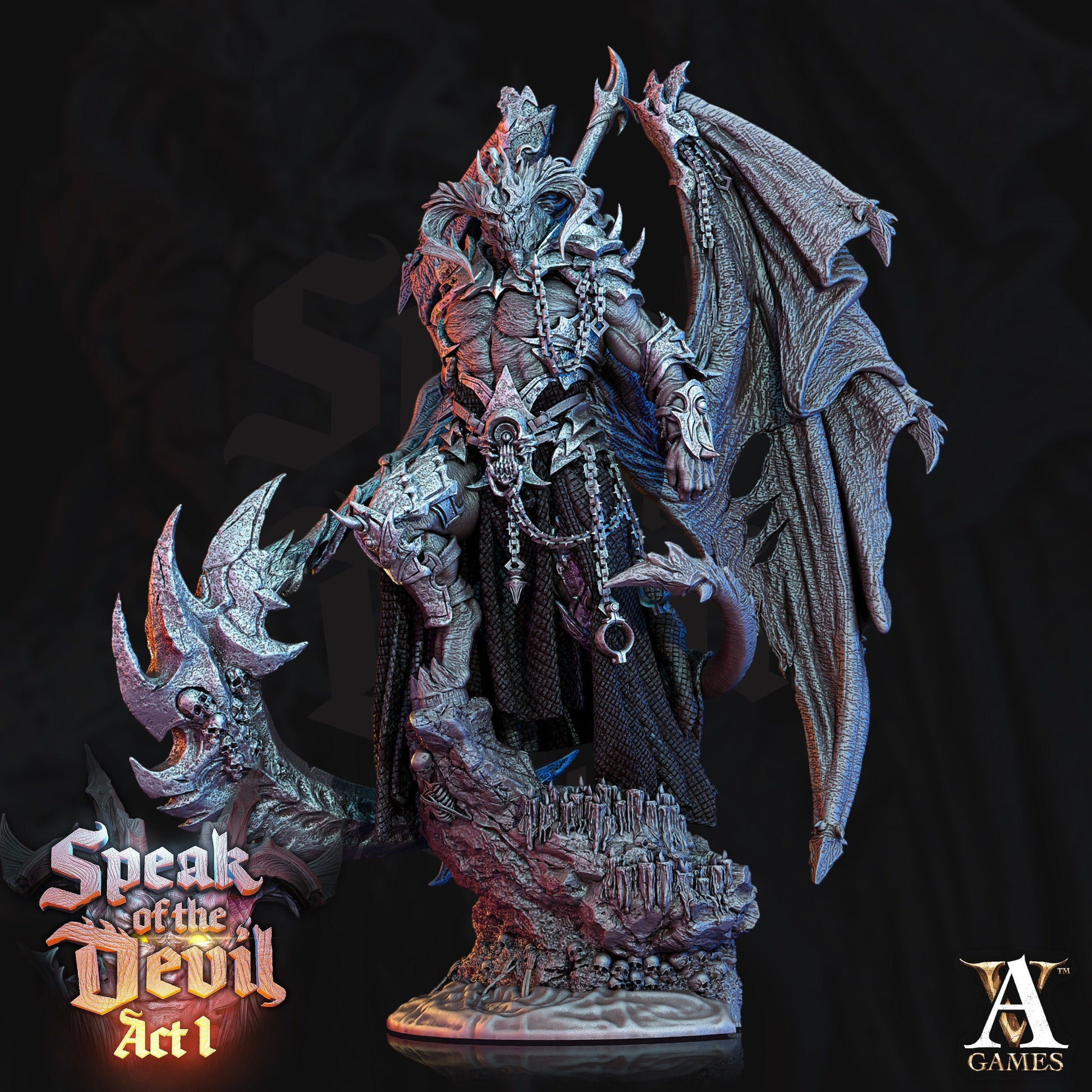 Azrael, Pit Lord Painted Model - Archvillain Games Printed Miniature | Dungeons & Dragons | Pathfinder | Tabletop