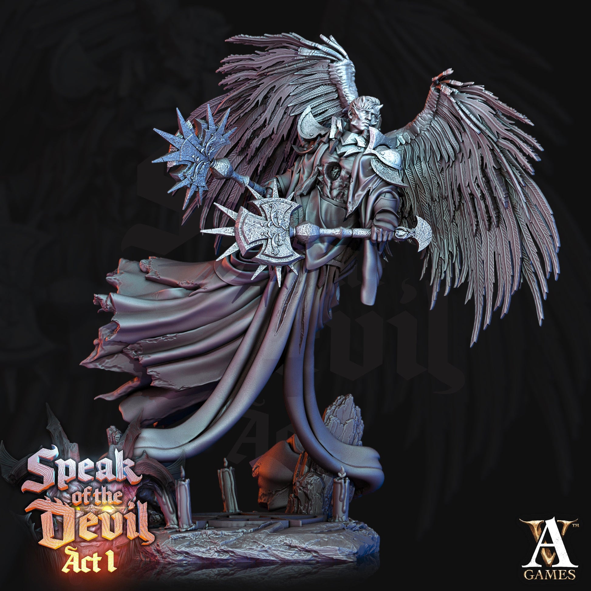 Fallen Angel - Archvillain Games Printed Miniature | Dungeons & Dragons | Pathfinder | Tabletop