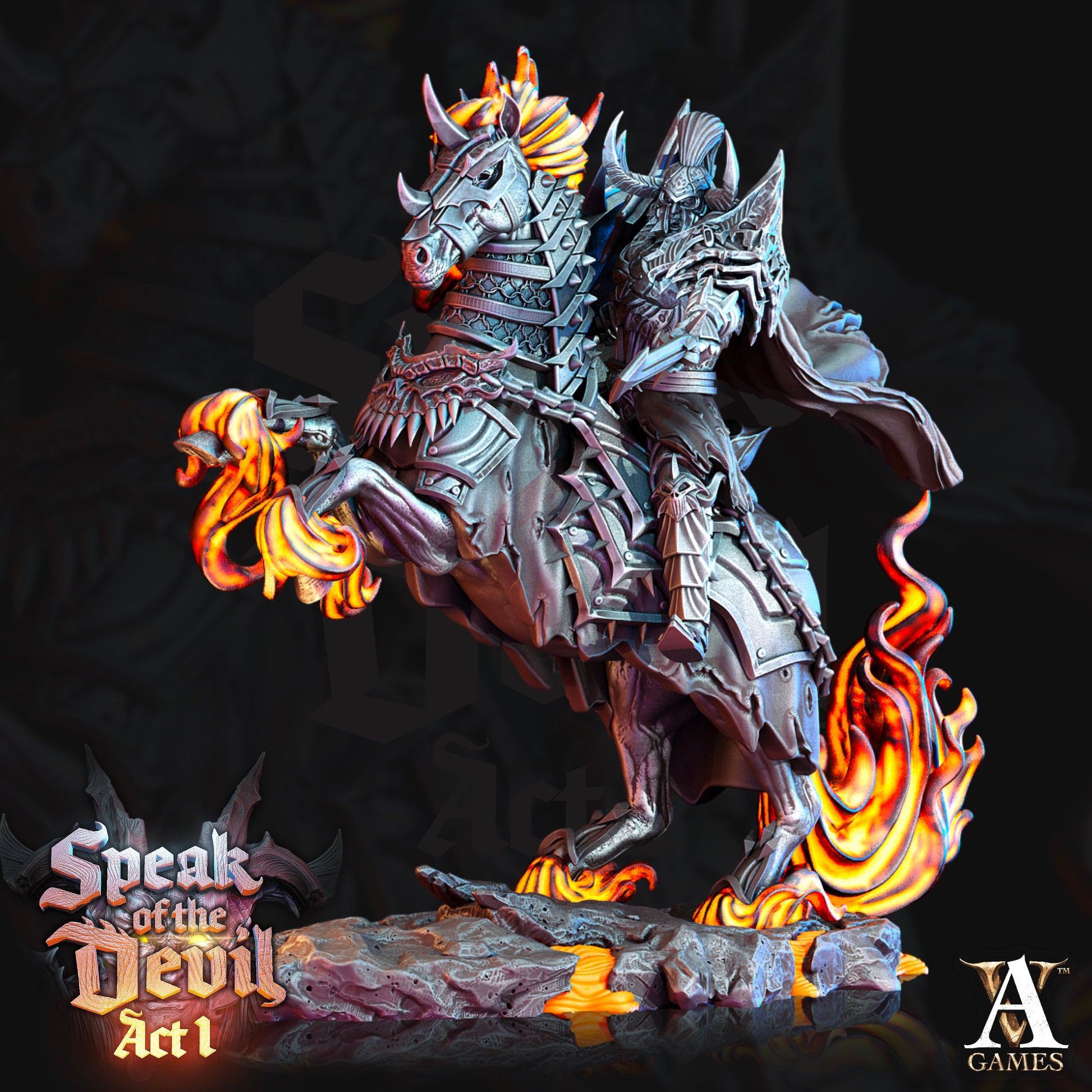 Hell Knight Painted Model - Archvillain Games Printed Miniature | Dungeons & Dragons | Pathfinder | Tabletop