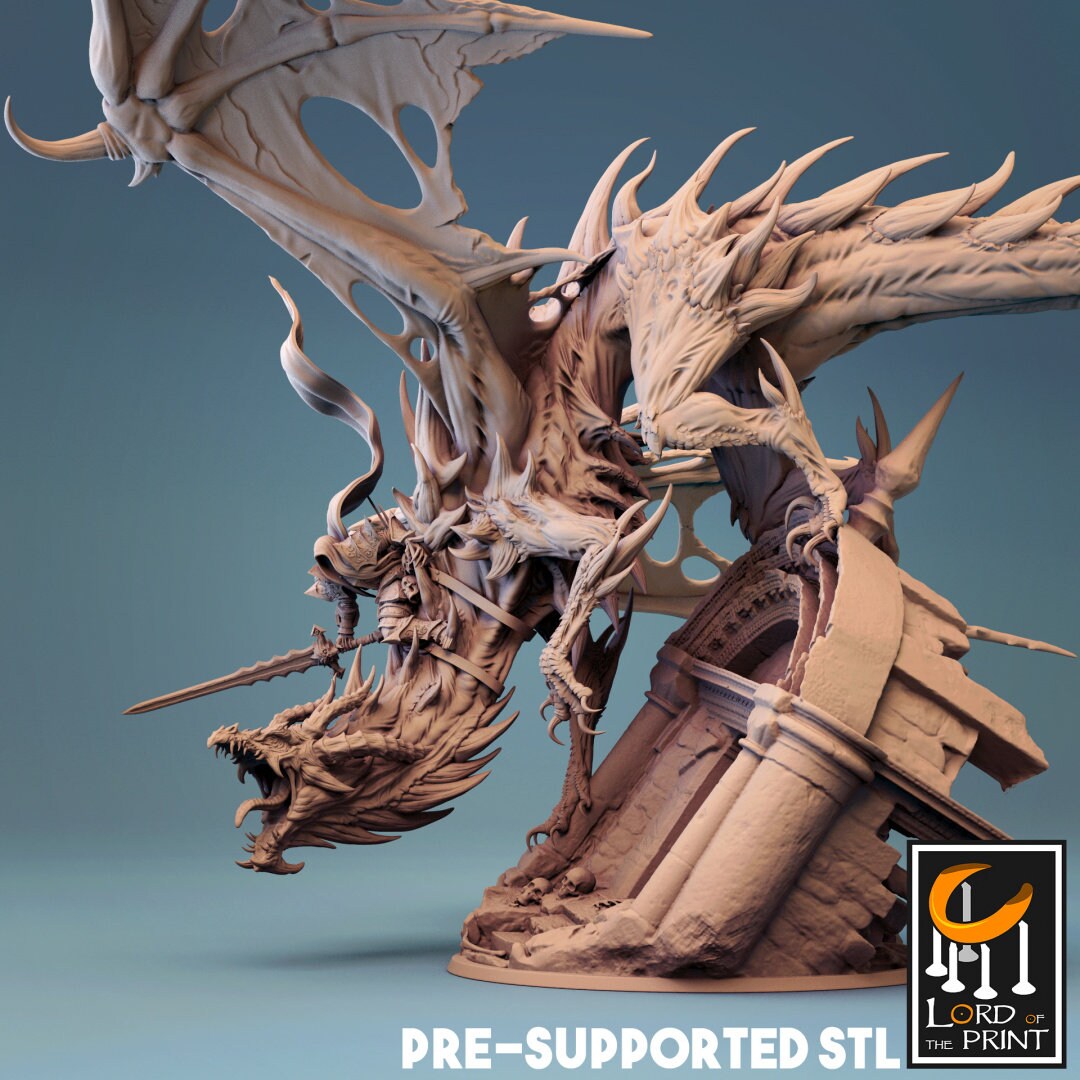 Cursed Dragon Fully Painted Model - Lord of the Print Miniature | Dungeons & Dragons | Pathfinder | Tabletop