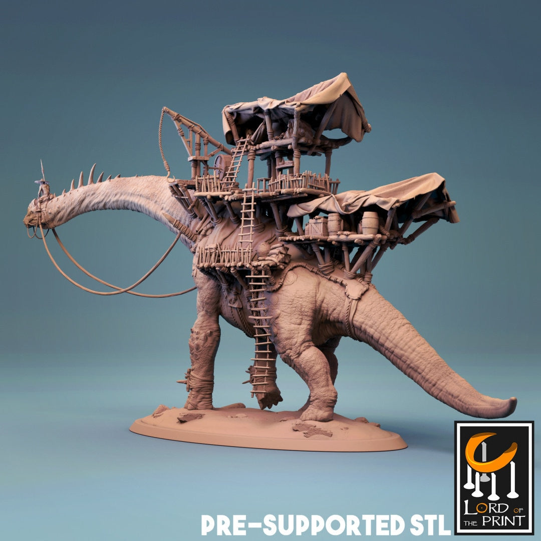 Massive Brachiosaurus Caravan Painted Model - Lord of the Print Miniature | Dungeons & Dragons | Pathfinder | Tabletop