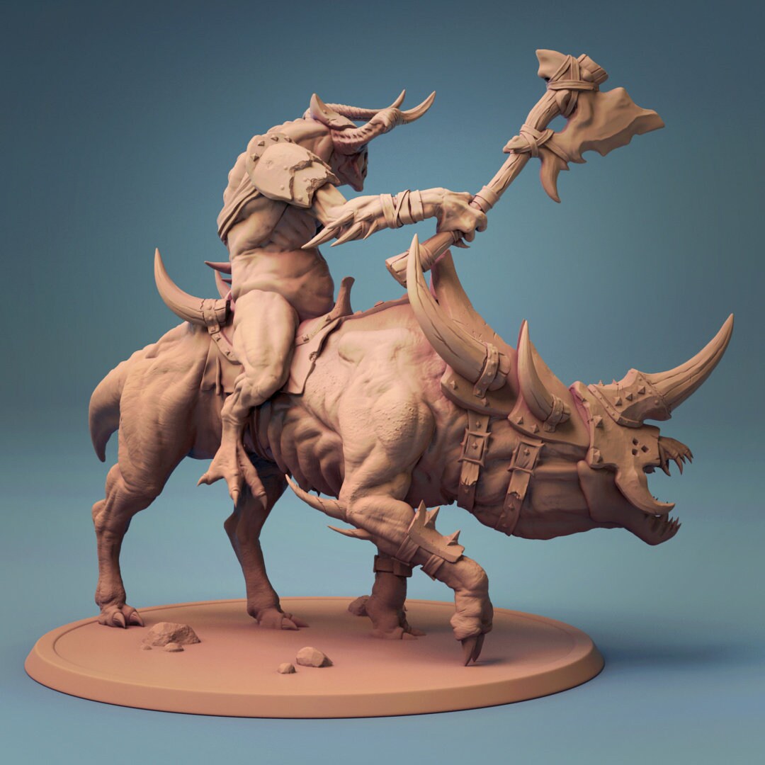 Mounted Raider Demon - Lord of the Print Miniature | Dungeons & Dragons | Pathfinder | Tabletop