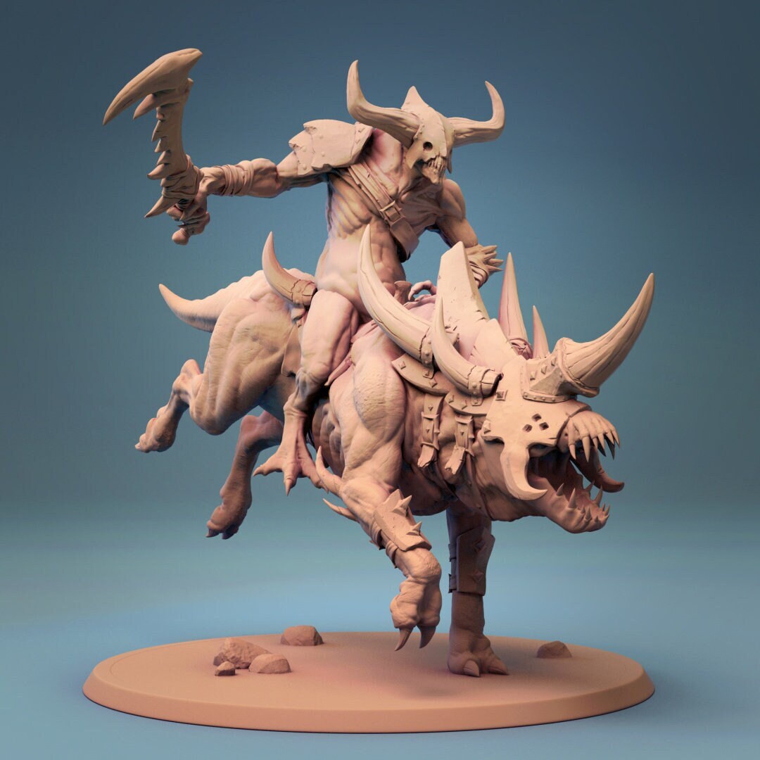 Mounted Raider Demon - Lord of the Print Miniature | Dungeons & Dragons | Pathfinder | Tabletop