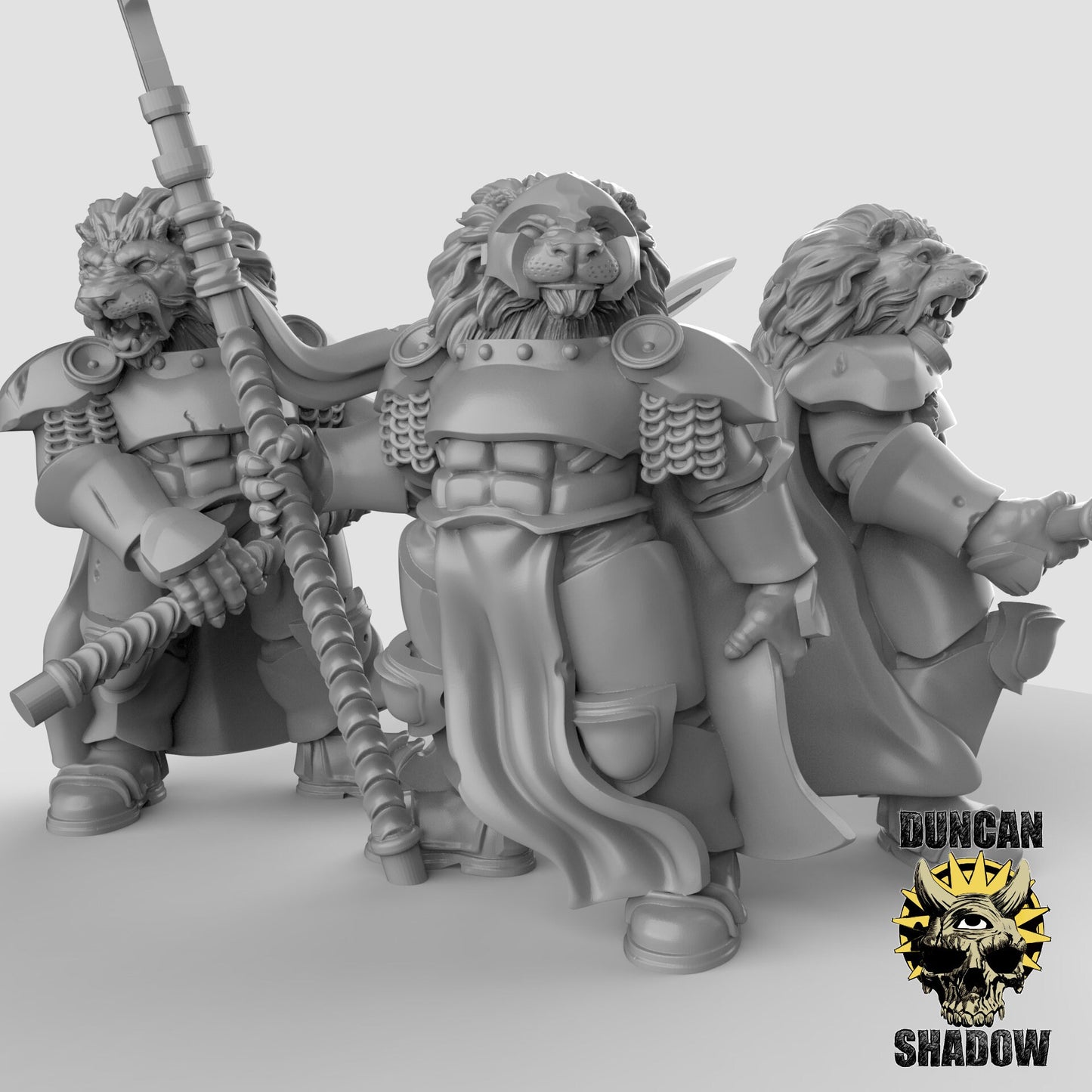 Lion Leonin Knight - Duncan Shadow Printed Miniature | Dungeons & Dragons | Pathfinder | Tabletop