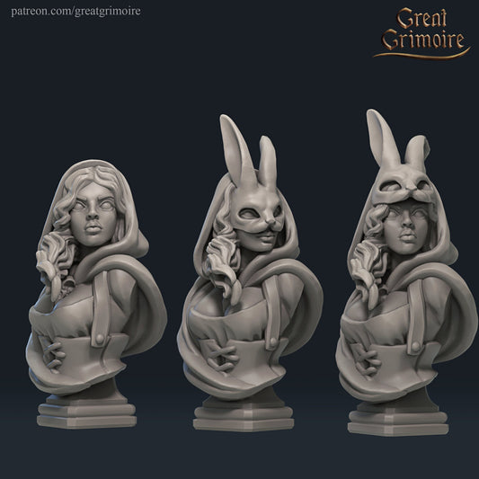 Red Riding Hood, Female Bust - Great Grimoire Printed Miniature | Dungeons & Dragons | Pathfinder | Tabletop