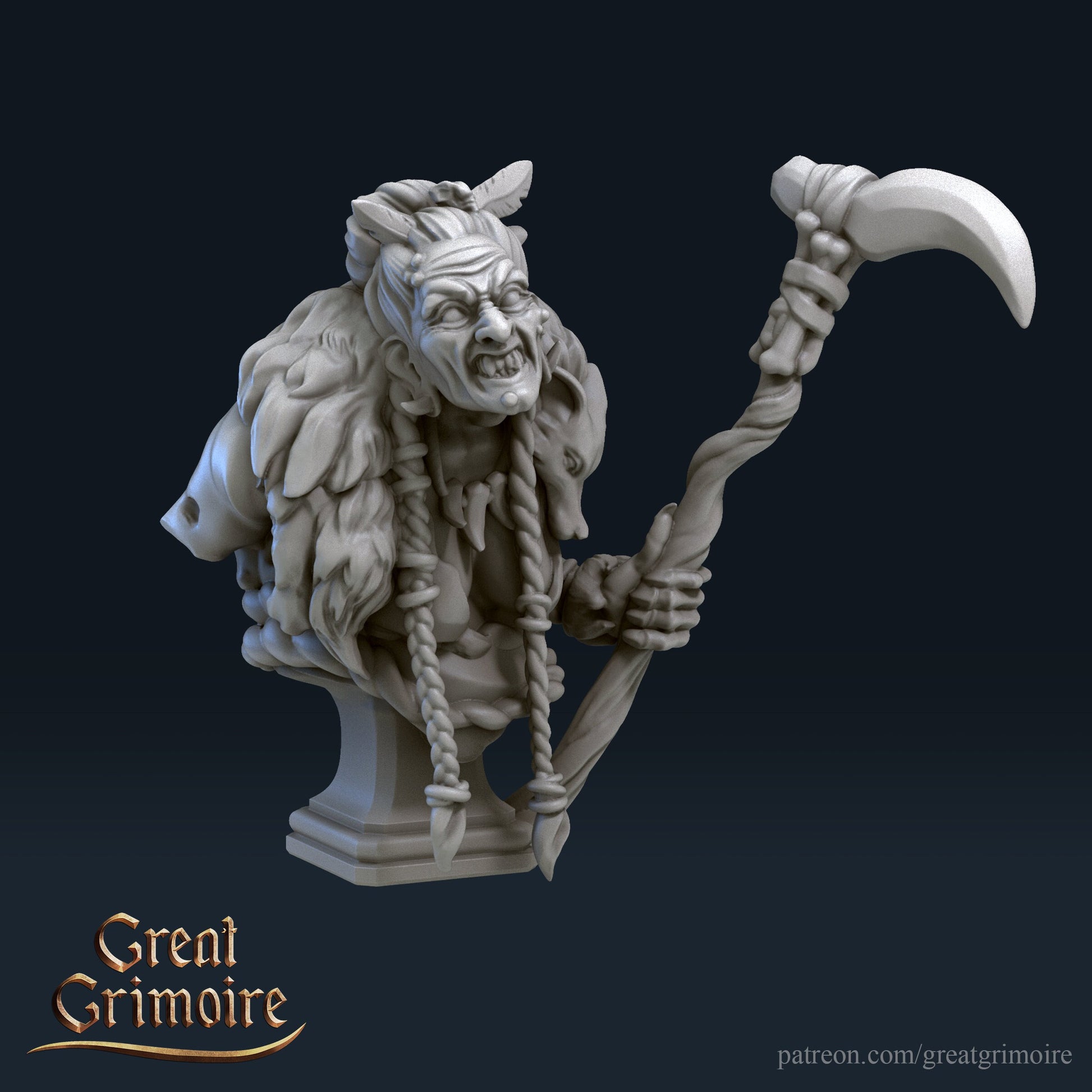 Witch Bust - Great Grimoire Printed Miniature | Dungeons & Dragons | Pathfinder | Tabletop