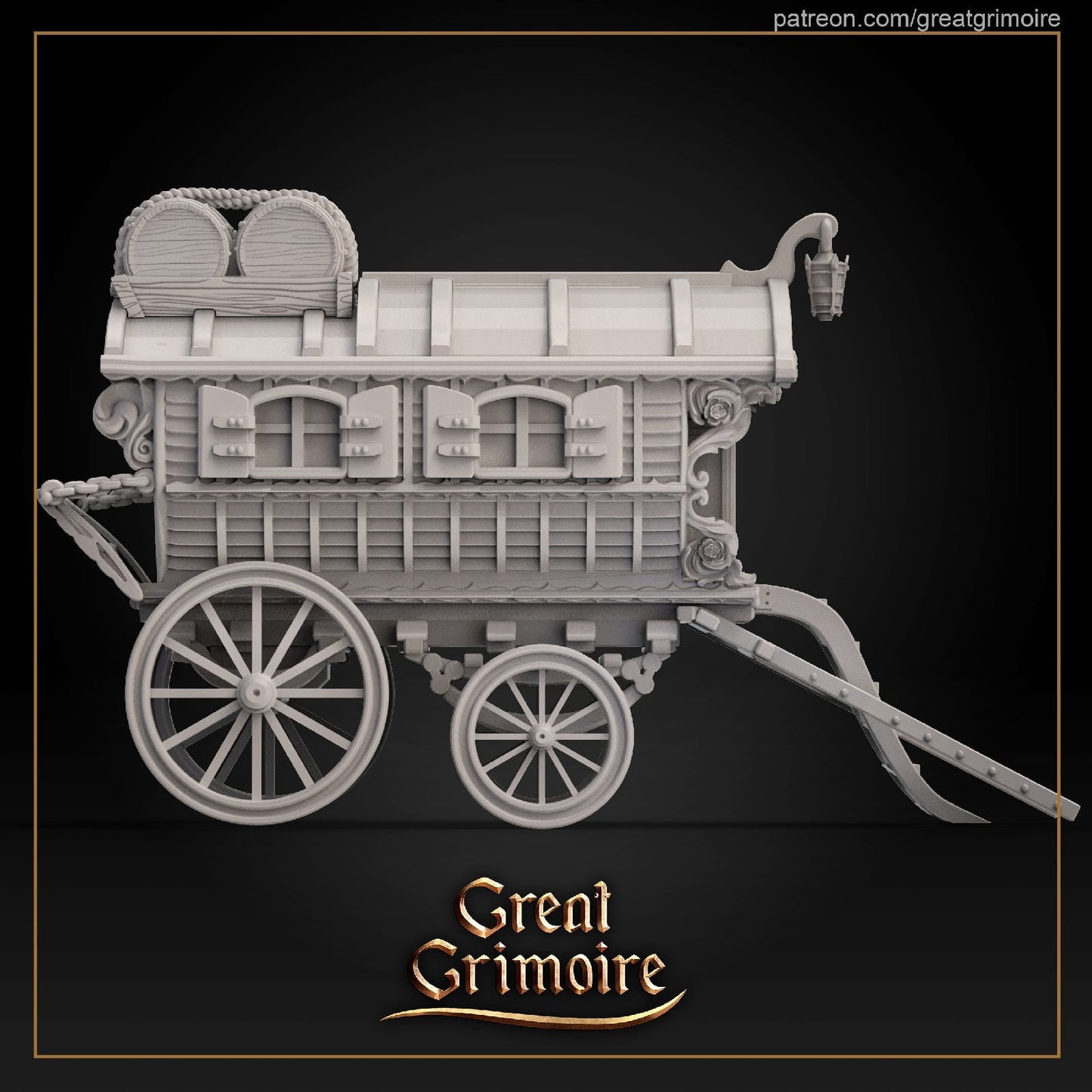 Dale and his Carriage - Great Grimoire Printed Miniature | Dungeons & Dragons | Pathfinder | Tabletop